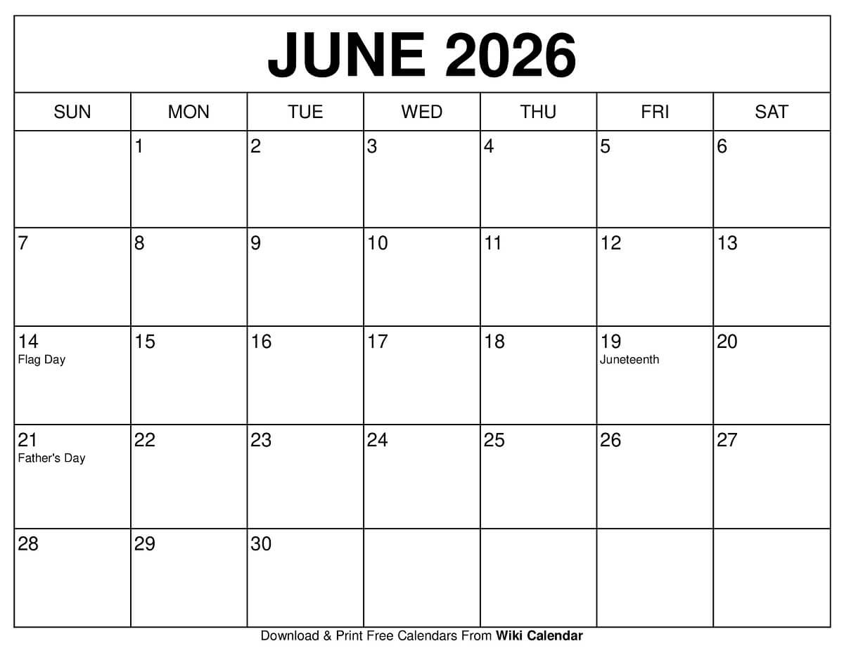 June 2026 Calendar Printable Templates amp More