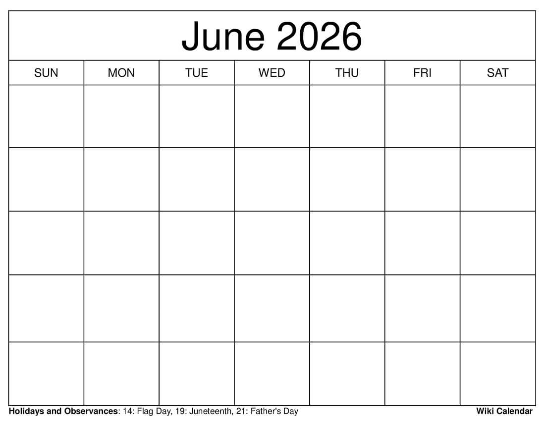 June 2026 Calendar Printable Templates amp More