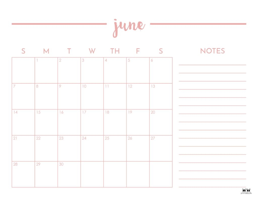 Blank Calendar June 2026 Pdf