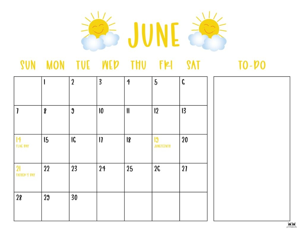 June 2026 Calendars 150 FREE Printables Printabulls