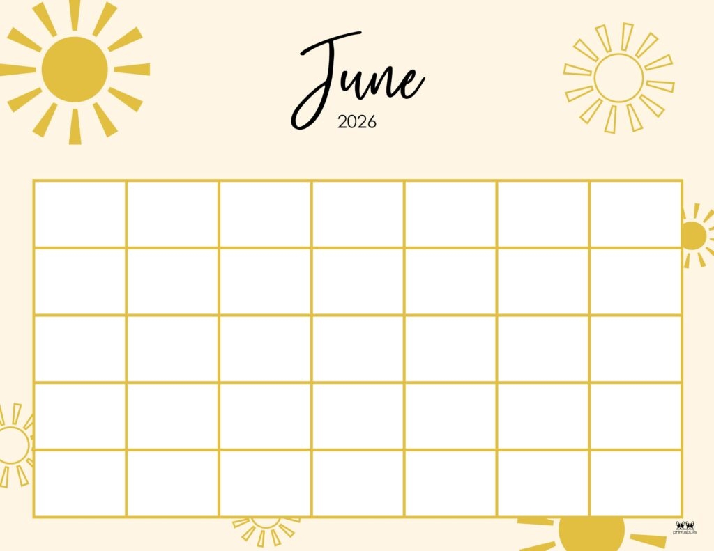 June 2026 Calendars 150 FREE Printables Printabulls