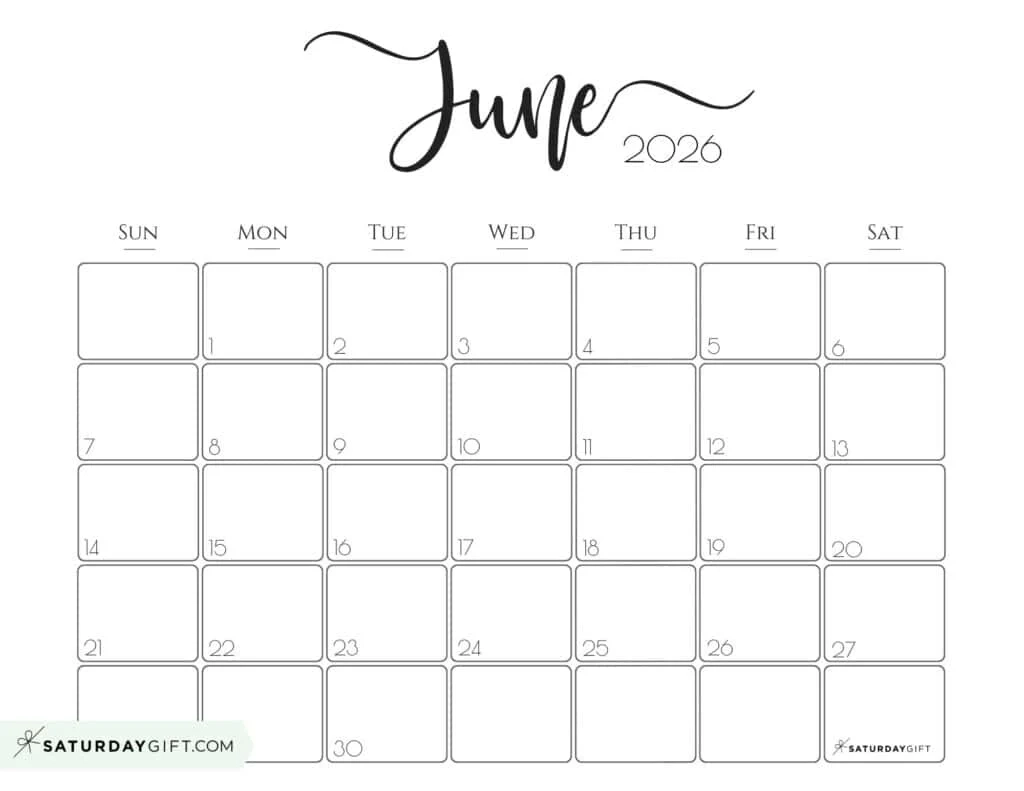 June 2026 Blank Calendar