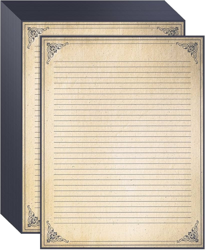 Juvale Vintage Lined Paper 8 5 X 11 In Brown 48 Sheets Calligraphy Paper Fancy Stationery amp Letter Writing Stationery For Love Letters amp 