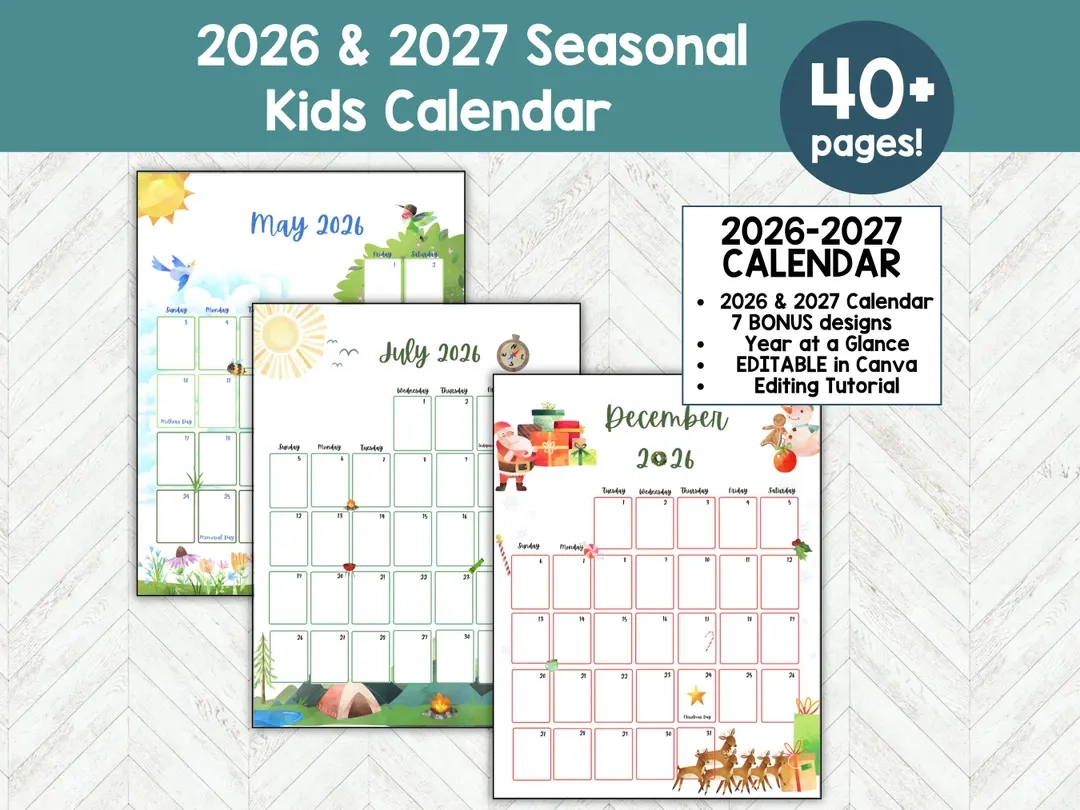 Kalender 2026 Kinderkalender Zum Ausdrucken Kalender 2027 