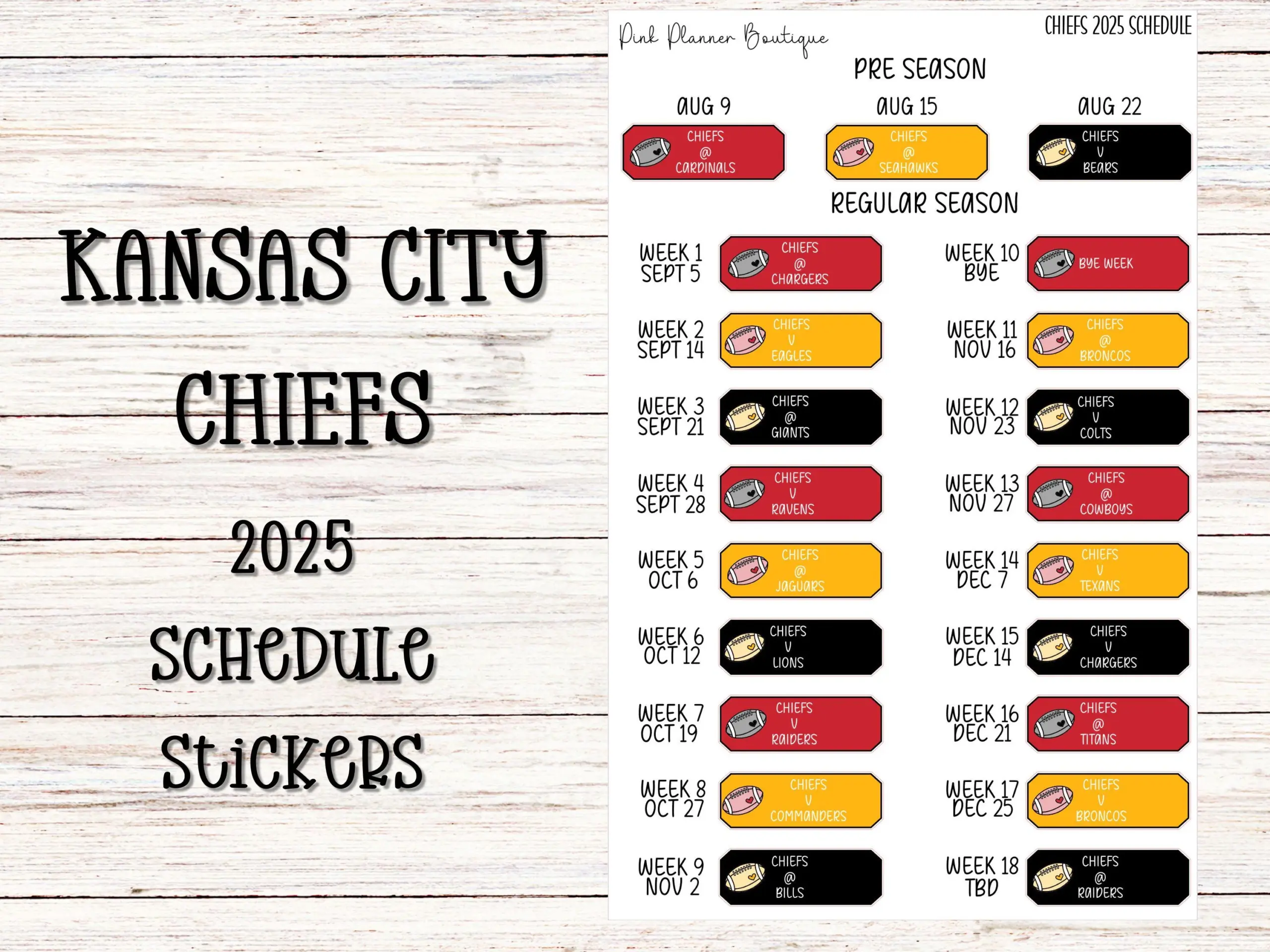 Kansas City Chiefs Schedule Etsy