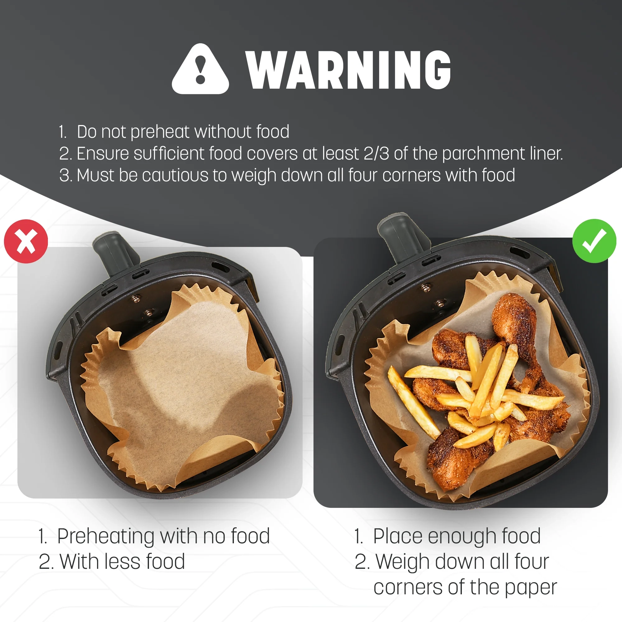 Keplin 100pk Air Fryer Parchment Paper Liners Disposable Greaseproo