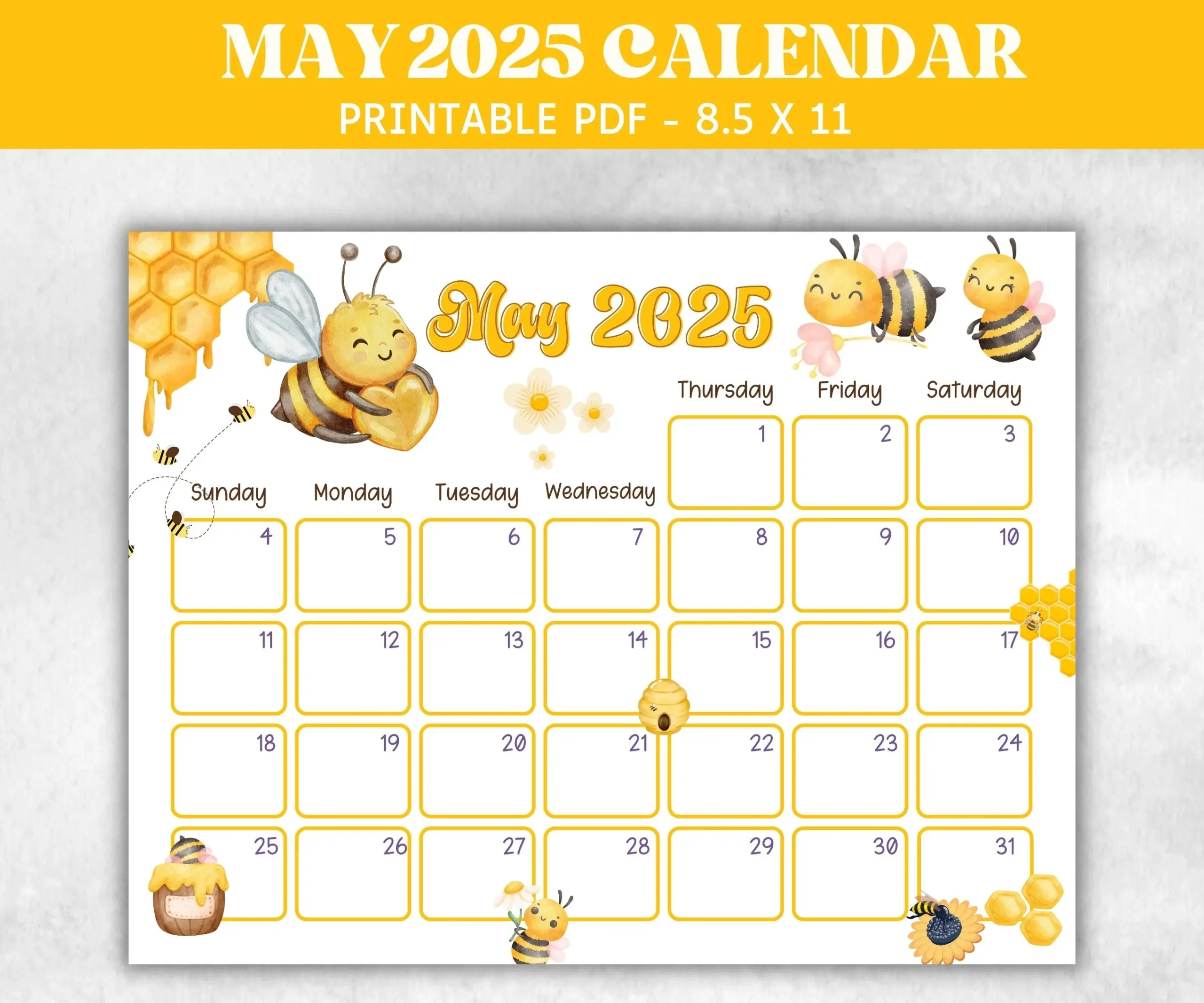 Kids May 2025 Calendar Printable 2025 Calendar Homeschool 