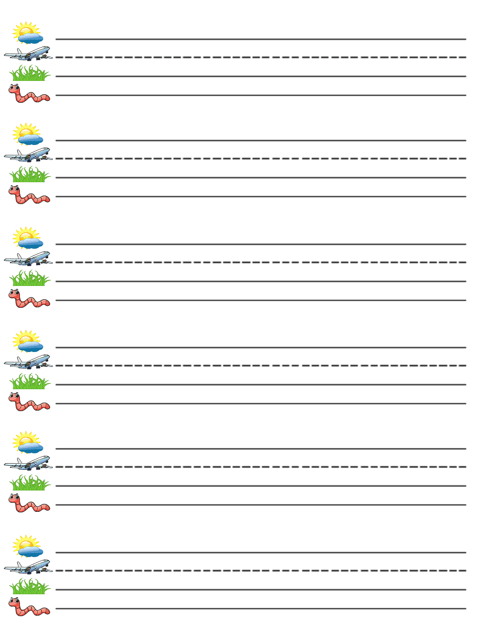 Kindergarten Lined Paper Free Printable Sky Line Plane Line 