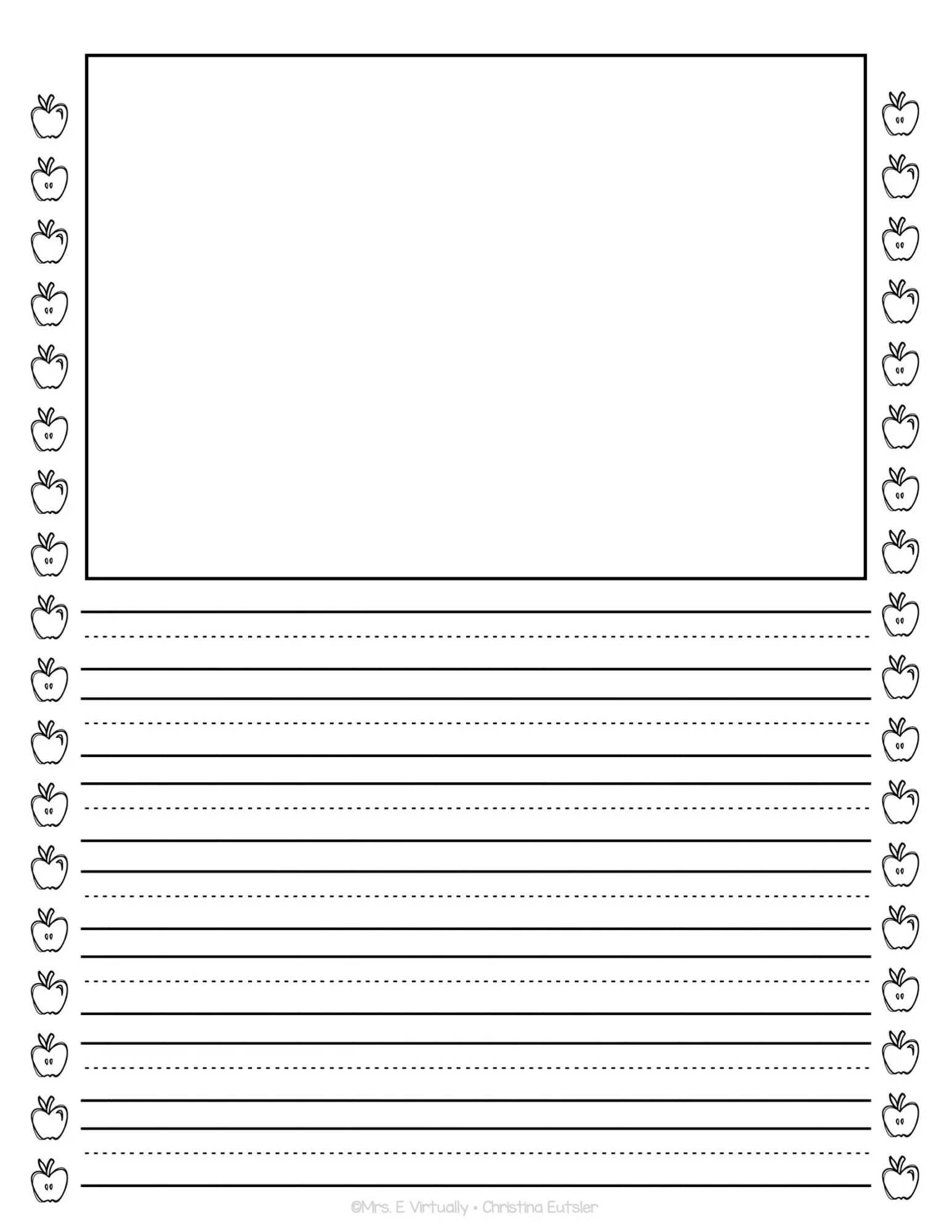 Kindergarten Writing Paper With Picture Box Mrs E Virtually
