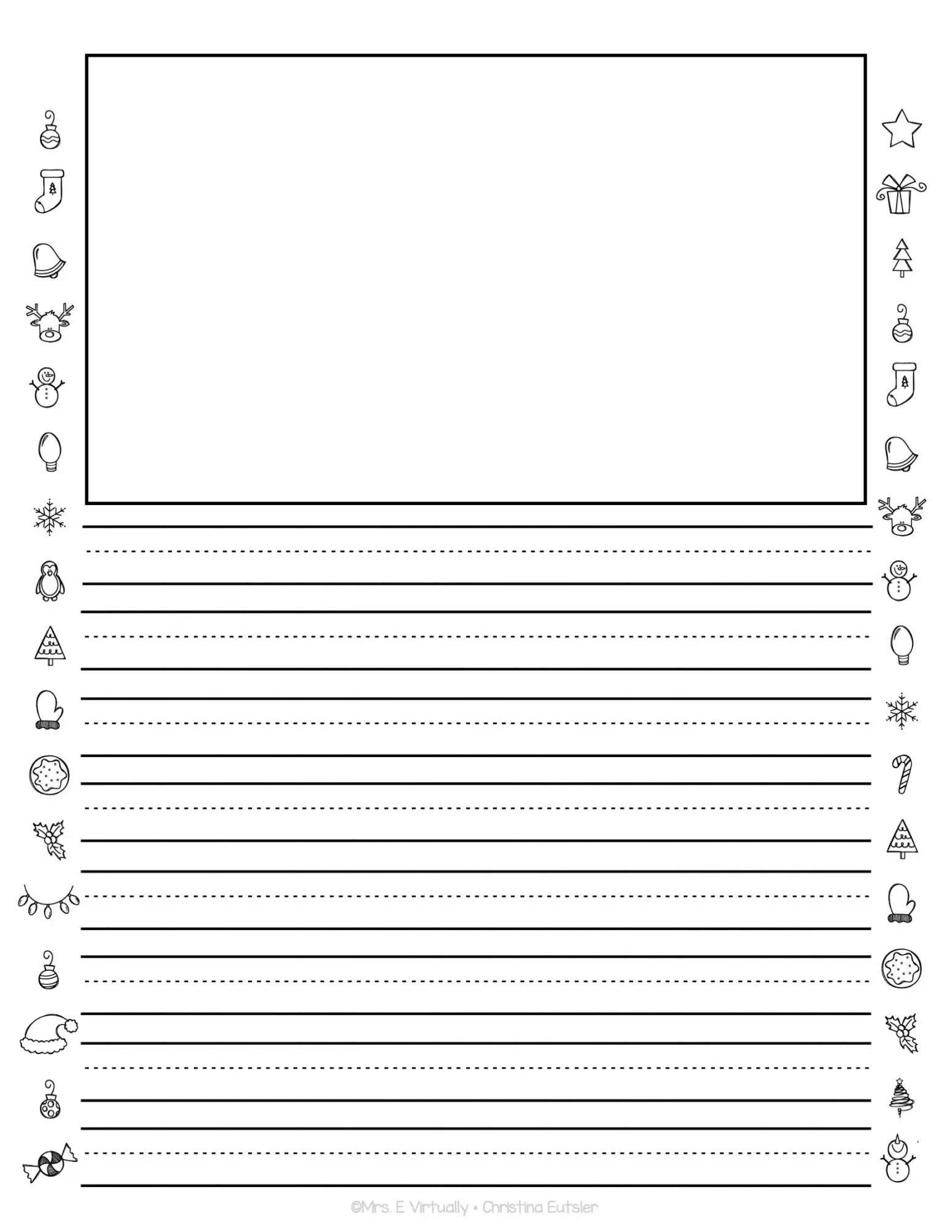 Kindergarten Writing Paper With Picture Box Mrs E Virtually