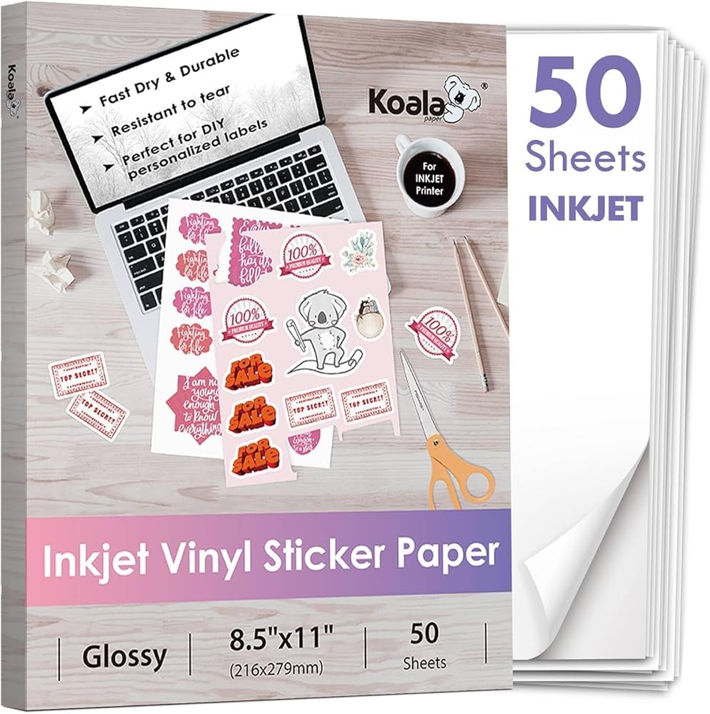 Koala Printable Vinyl Adhesive Paper For Inkjet Printers 50 