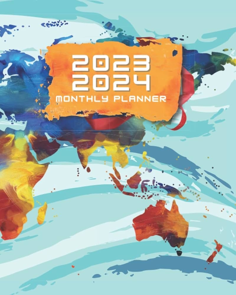 KS World Map 2023 2024 Monthly Planner Calendar Jan 2022 Dec 2023 2 Year Monthly Planner With Contacts Pages Holidays List URGENT MEETINGS 