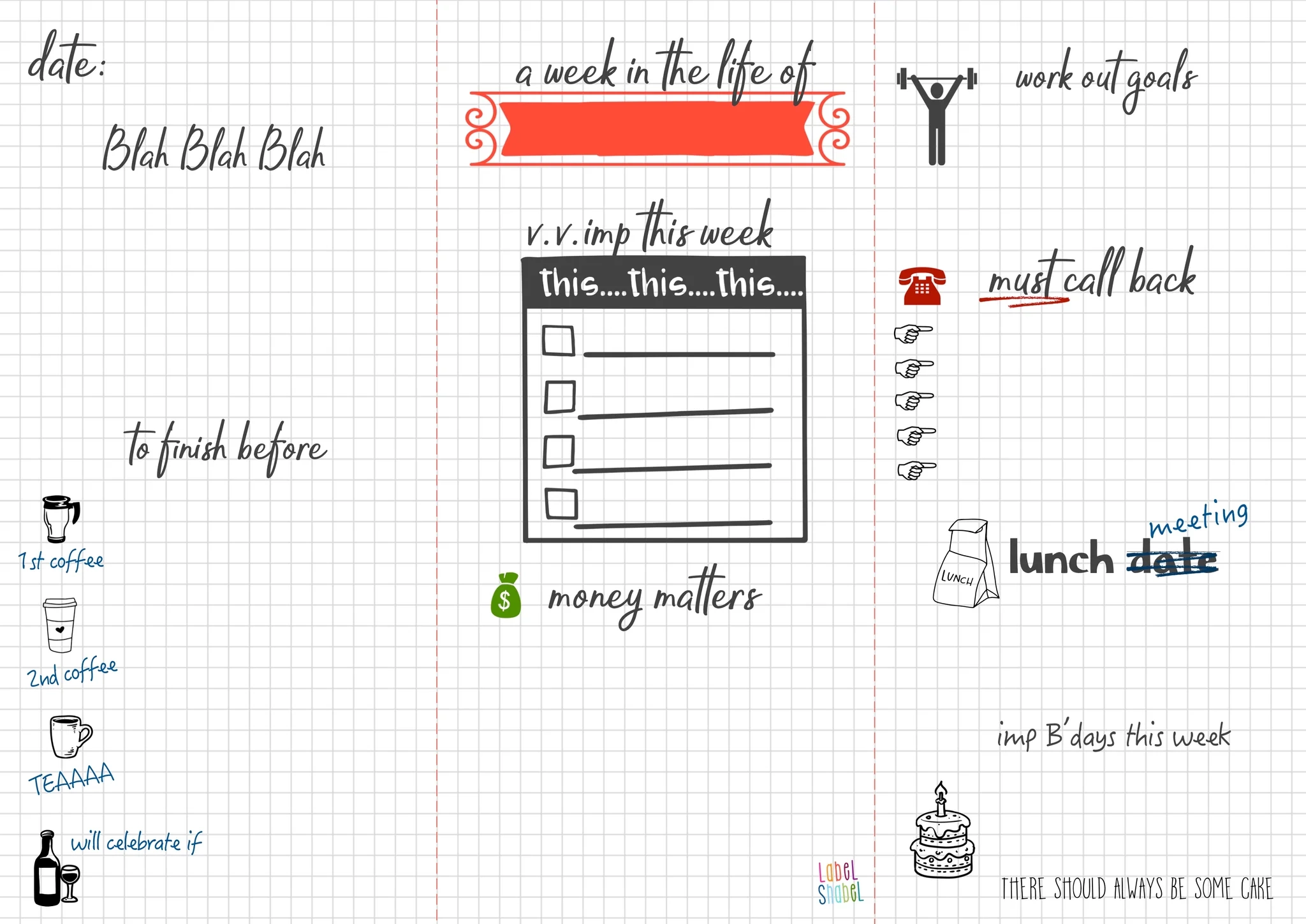 Graph Paper Weekly Planner Pinterest