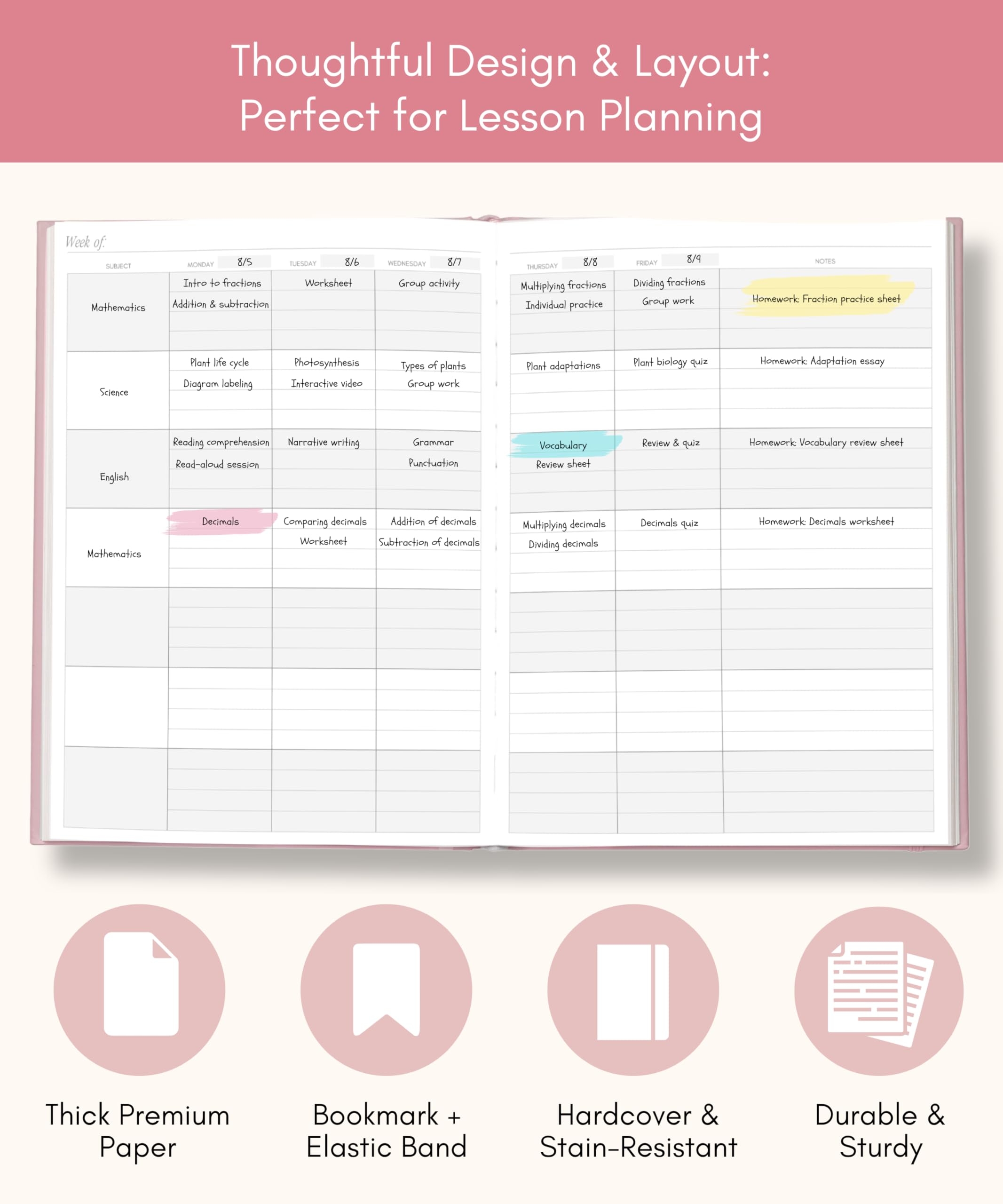 Lamare Teacher Planner 2024 2025 Academic Year 218 Pages Undated 