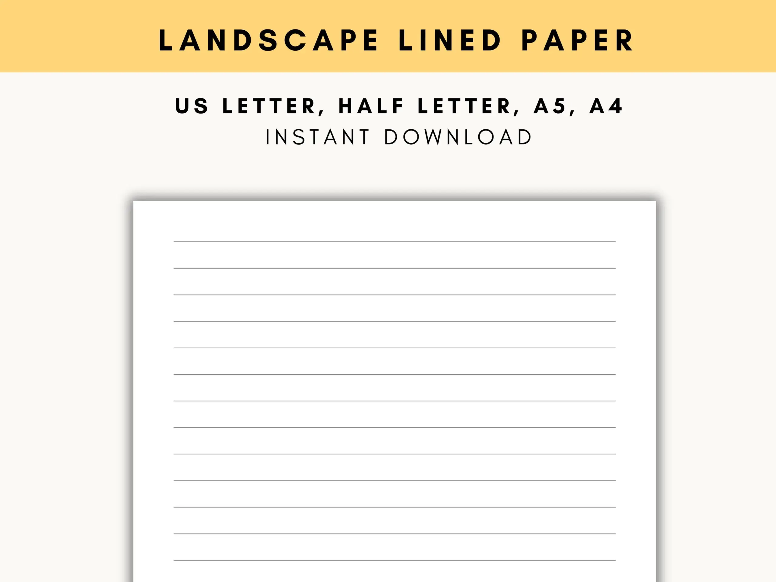 Landscape Lined Paper Horizontal Lined Paper Printable Landscape 
