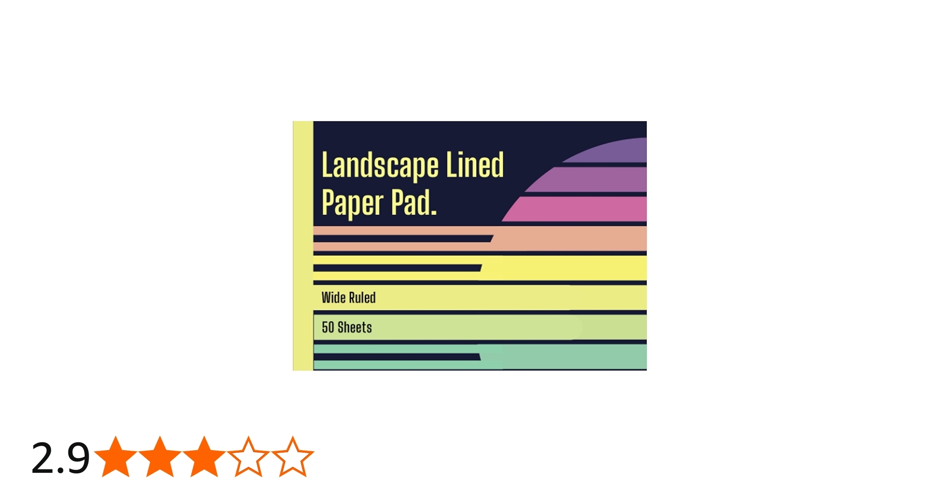 Landscape Lined Paper Pad Wide Ruled 50 Sheets Docket Writing 