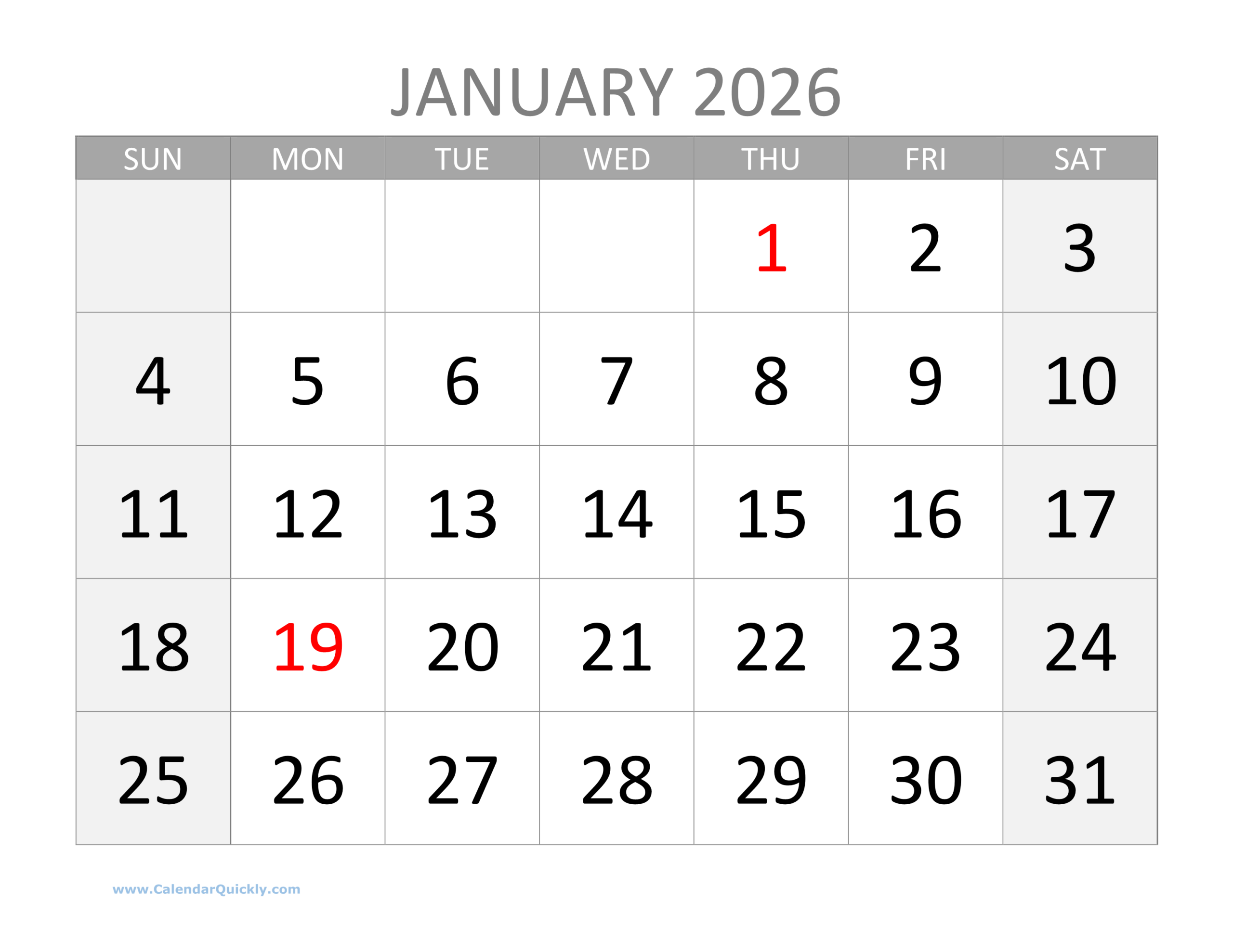 Large 2026 Calendar With Holidays Calendar Quickly