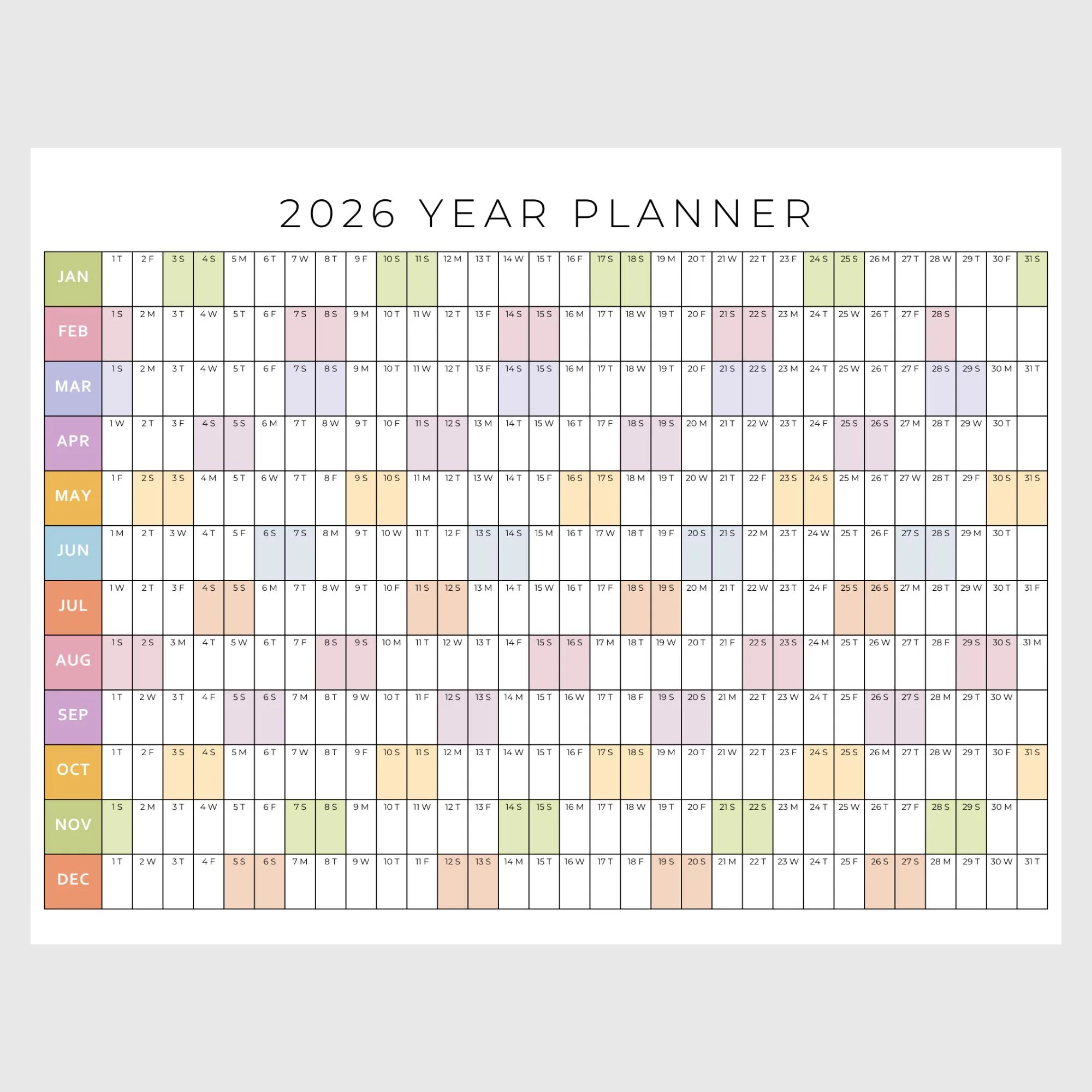 Large Digital Wall Calendar Etsy