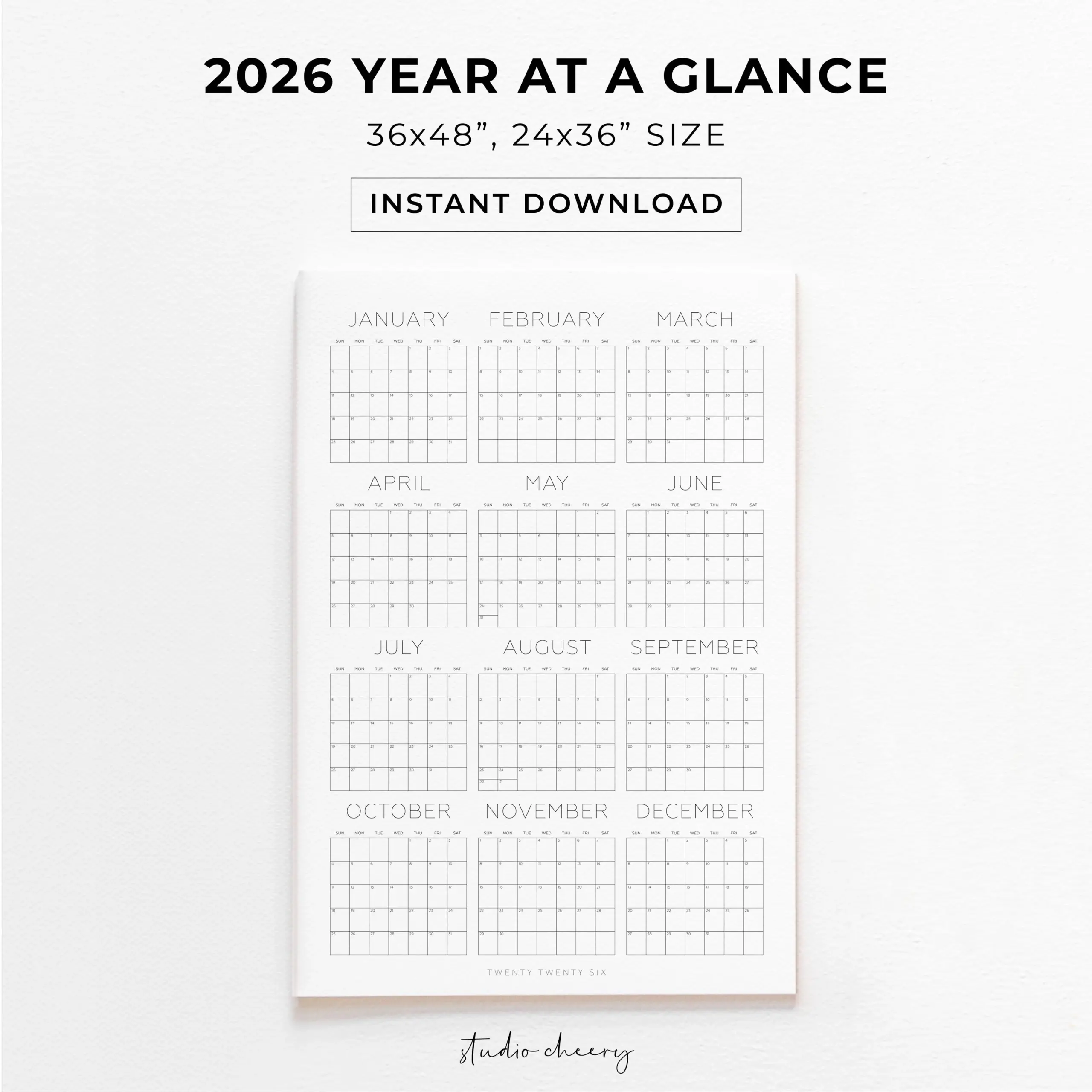 Large Digital Wall Calendar Etsy