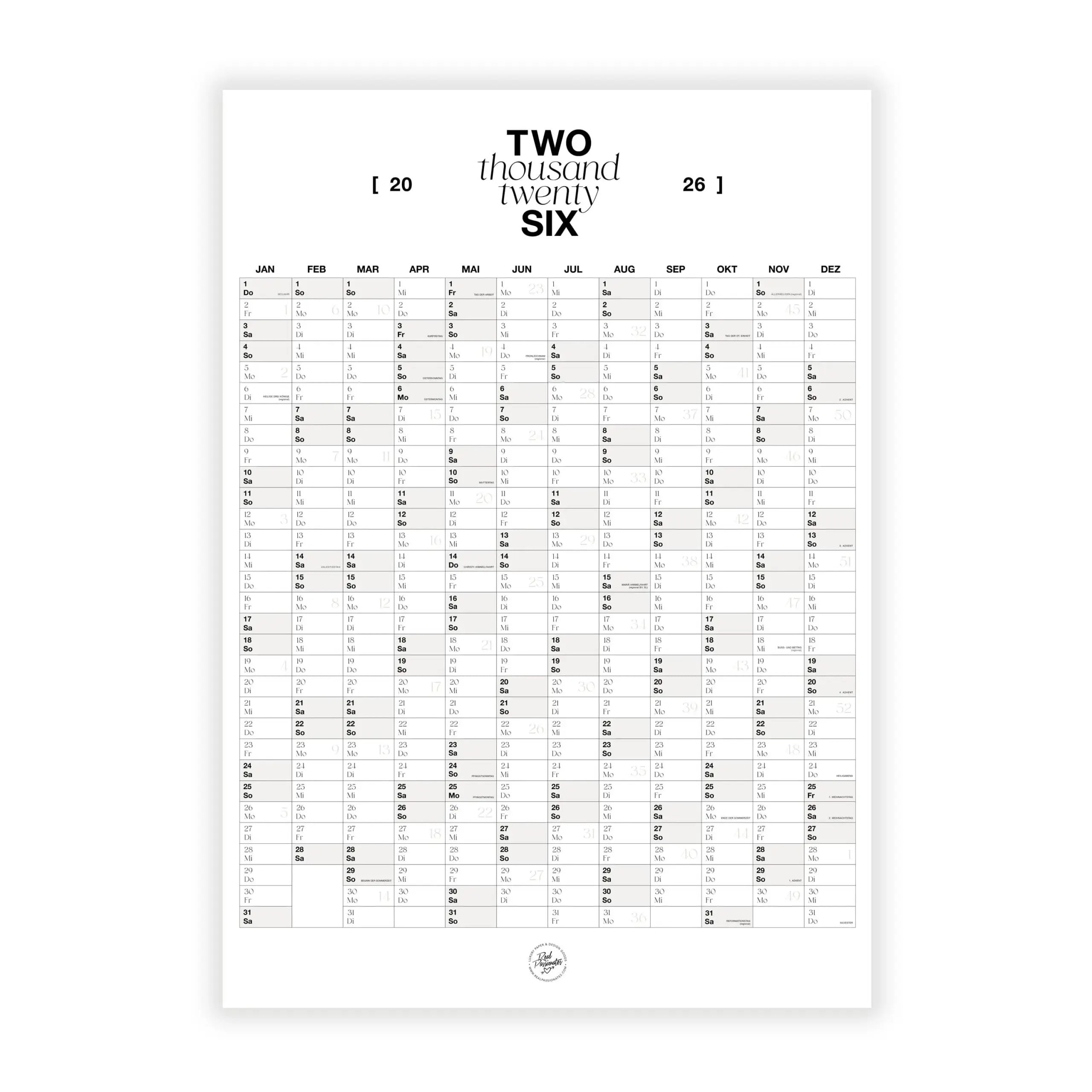 Wall Planner Calendar 2026