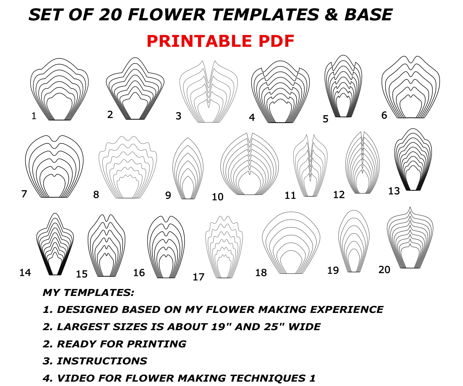 Large Paper Flower Printable Paper Flower Templates Giant Paper 