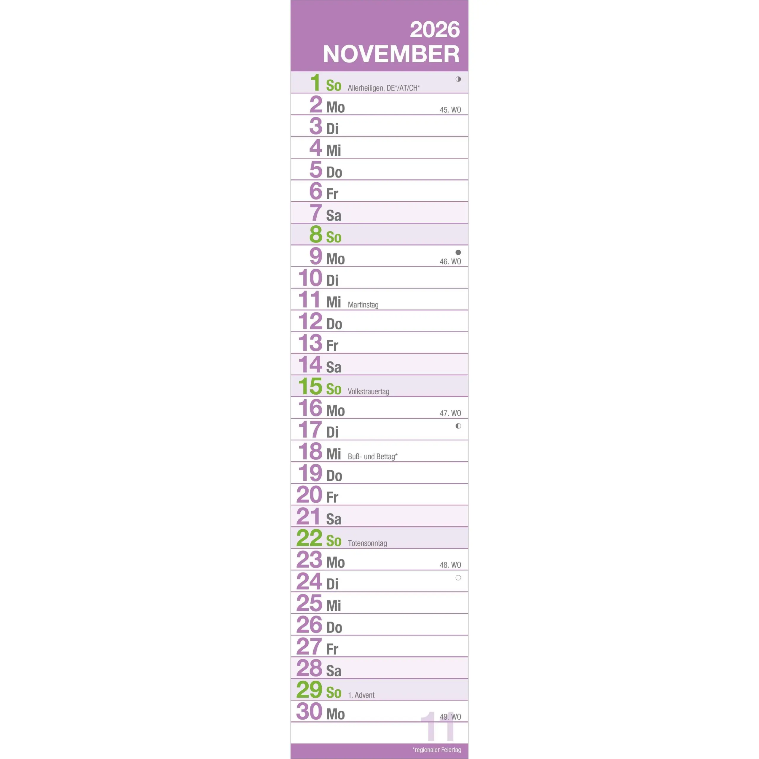 2026 Calendar Strip Printable