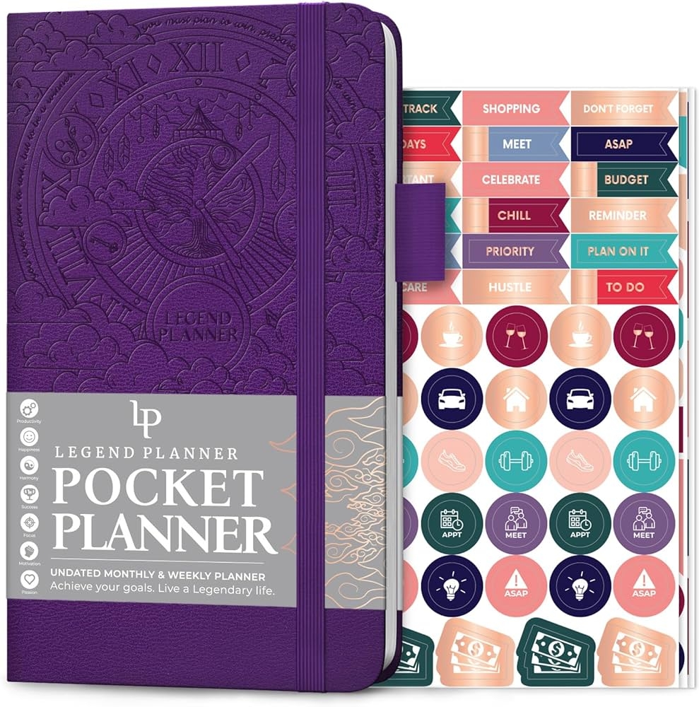 Legend Planner Pocket Small Undated Monthly And Weekly Target Journal And Calendar For Productivity Mini Life Organiser Planner Perfect For Handbag 
