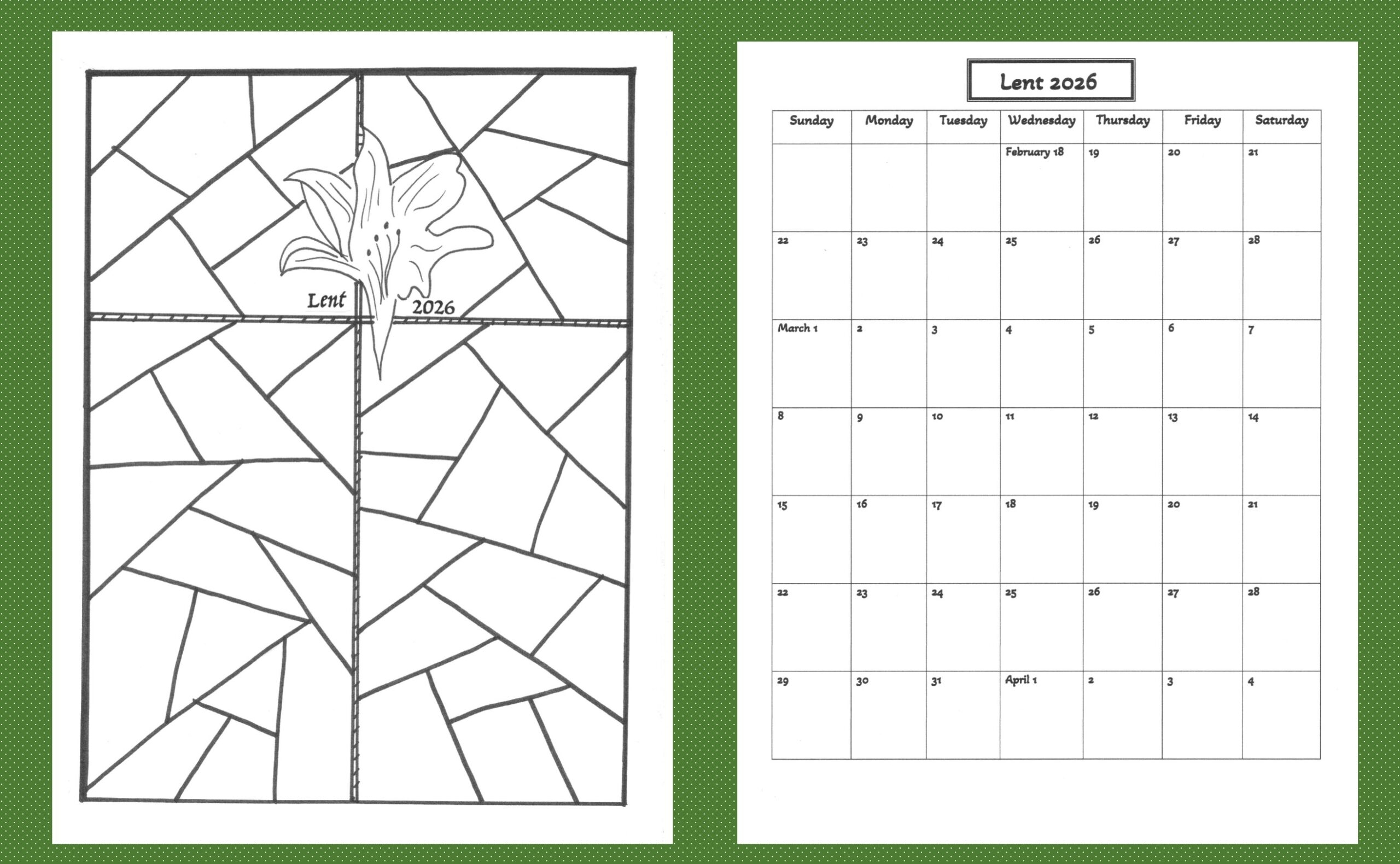 Lent 2026 Calendar Templates Praying In Color