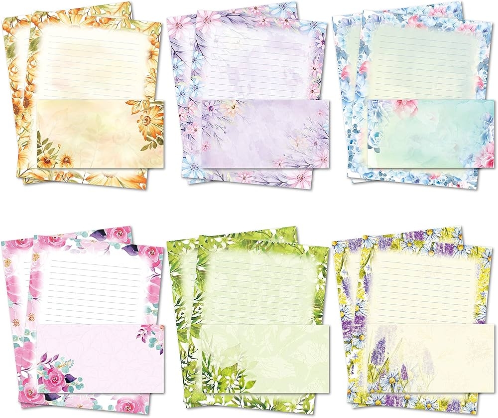 Letter Paper With Envelopes Flora Stationery Set With Lined 