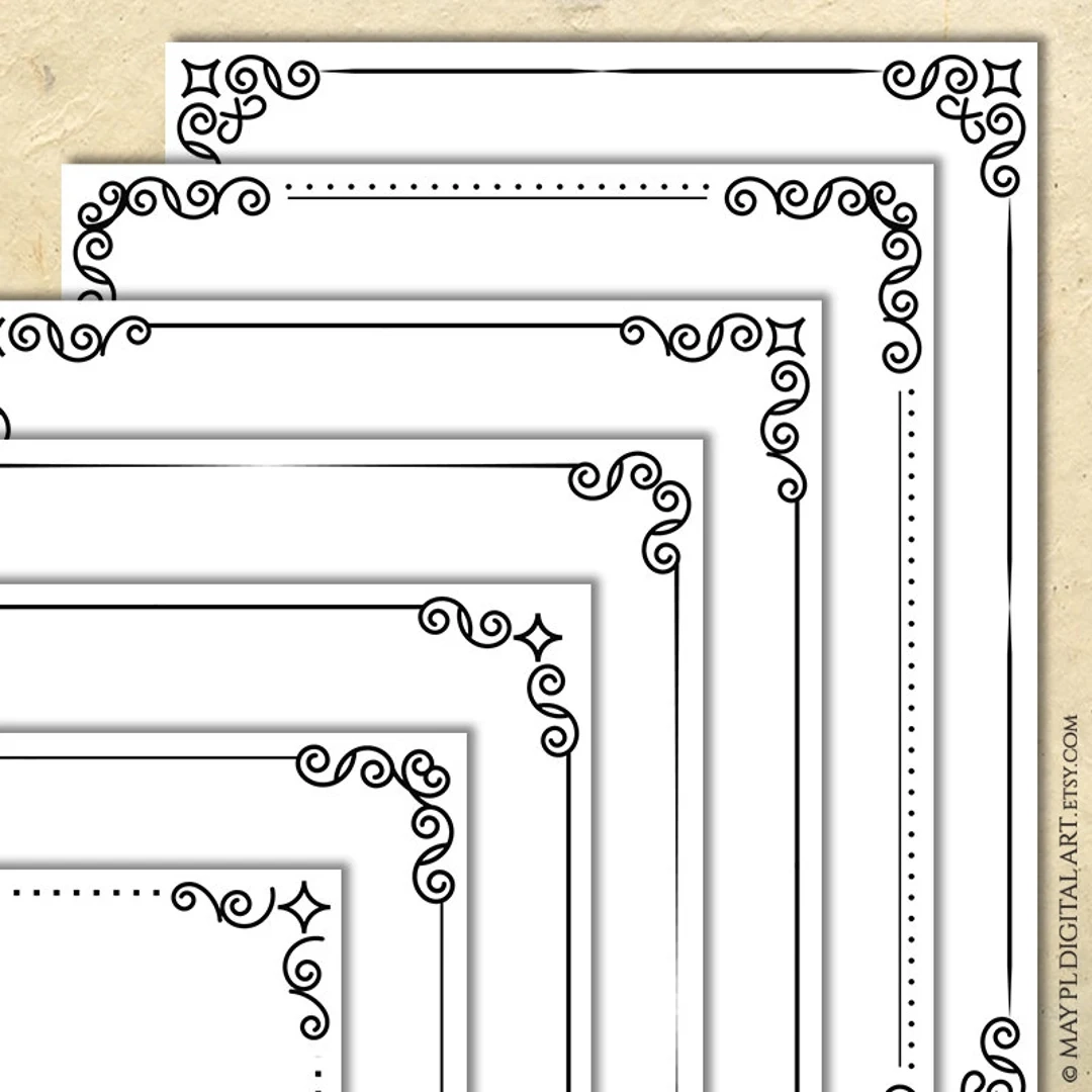 Line Art Floral Page Borders Clip Art Simple Design Border 