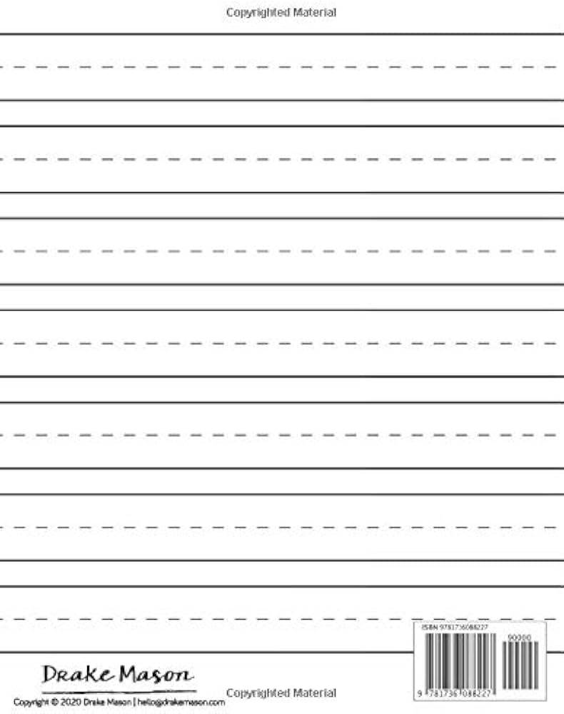 Lined Paper For Kindergarten Writing 120 Blank Handwriting Practice Pages Mason Drake Amazon sg Books