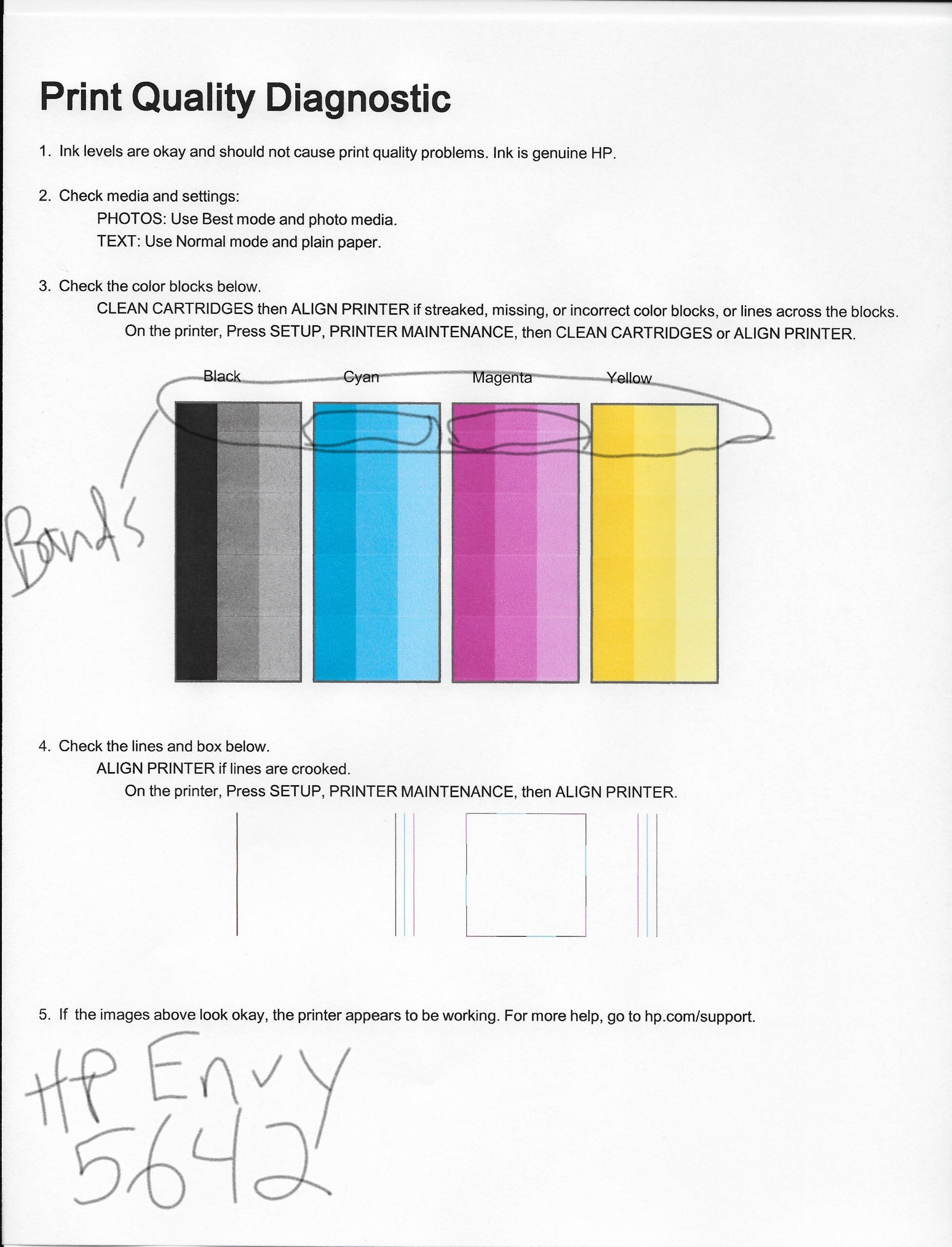 Lines Across My Print Diagnostic Page HP Support Community 6207853