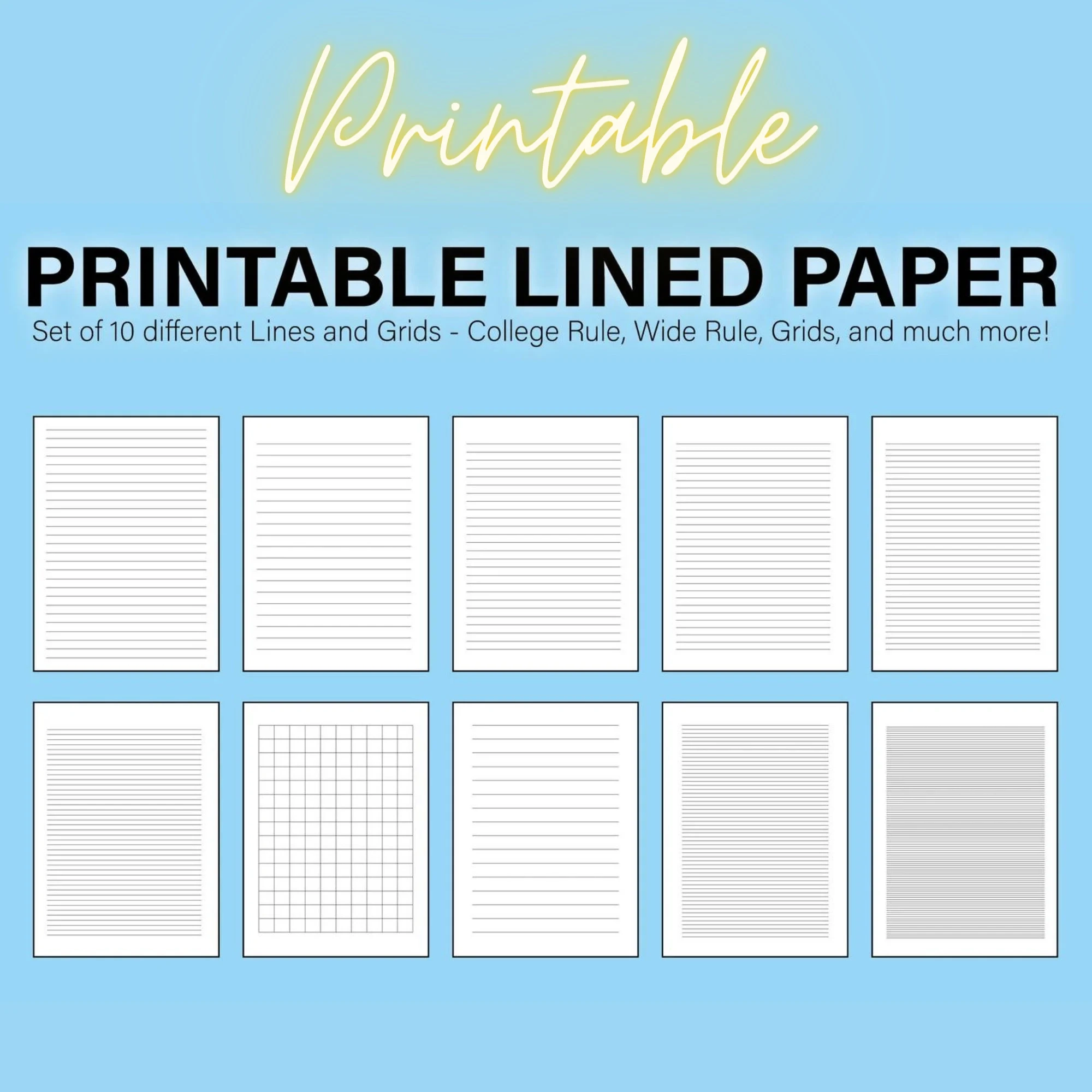 Liniertes Papier Set Zum Ausdrucken College Lineal Lineal 