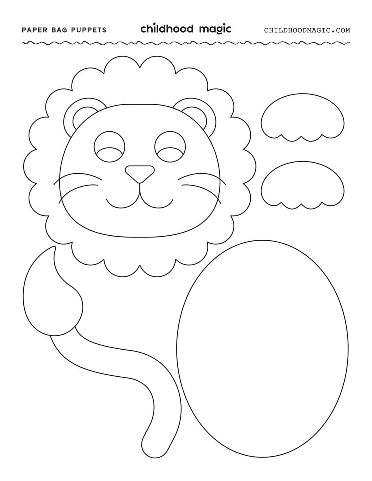 Lion Paper Bag Puppet Craft With Free Printable Childhood Magic