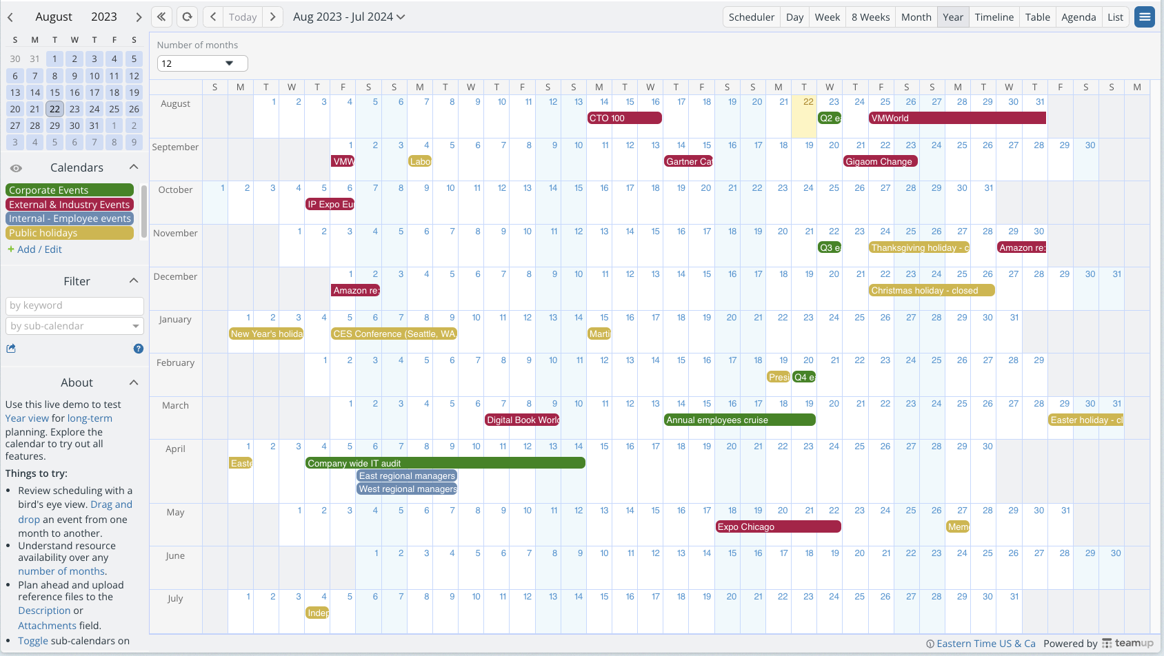 Live Demo Yearly Planner Calendar