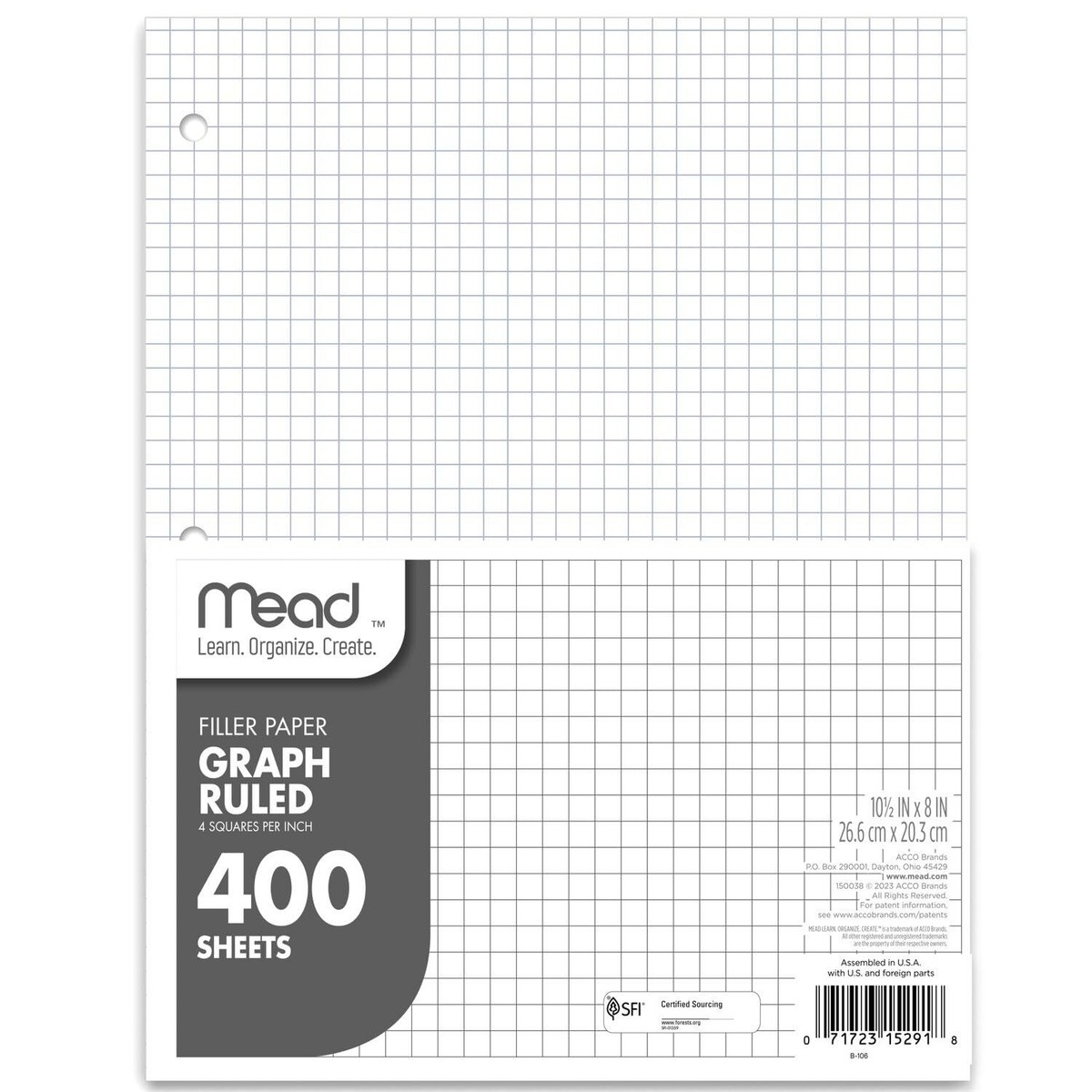 Loose Leaf Paper 1 Pack 3 Hole Punched Graph Ruled Paper 10 1 2 X 