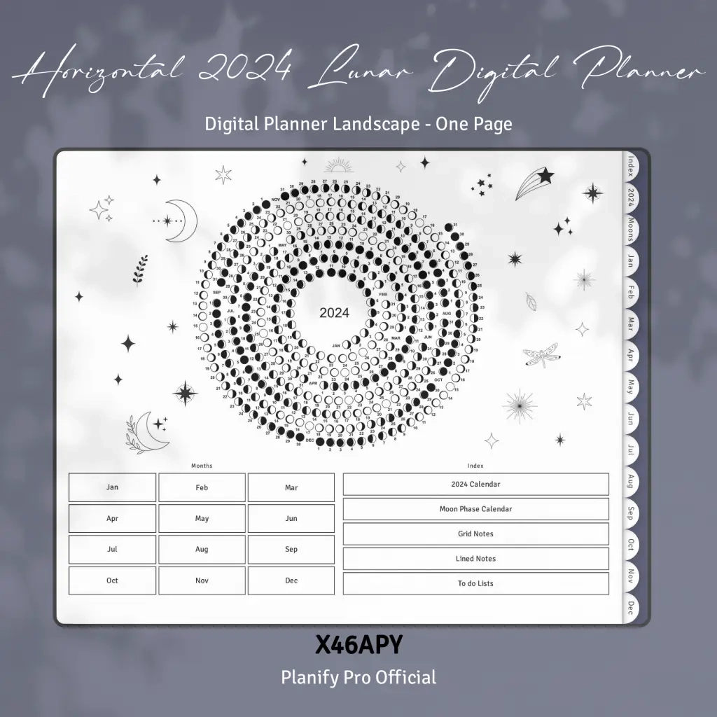 Lunar Digital Planner Celestial Lunar Planify Pro