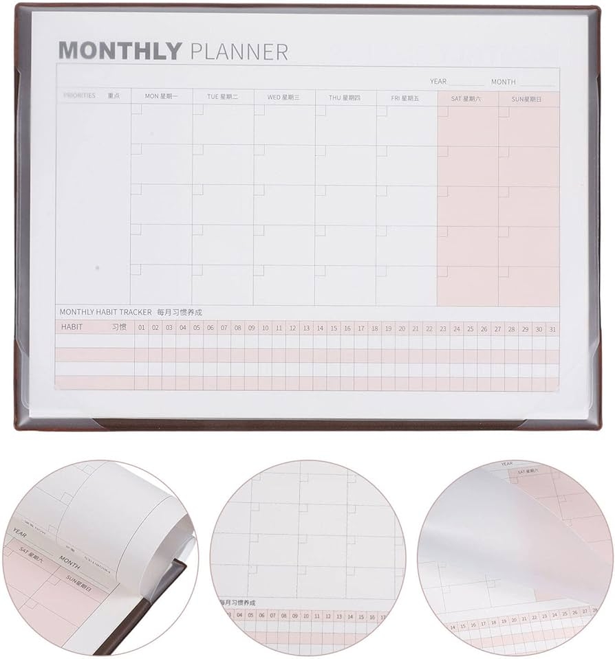 MAGICLULU Blank Desk Calendar Monthly Planner Undated Planning 