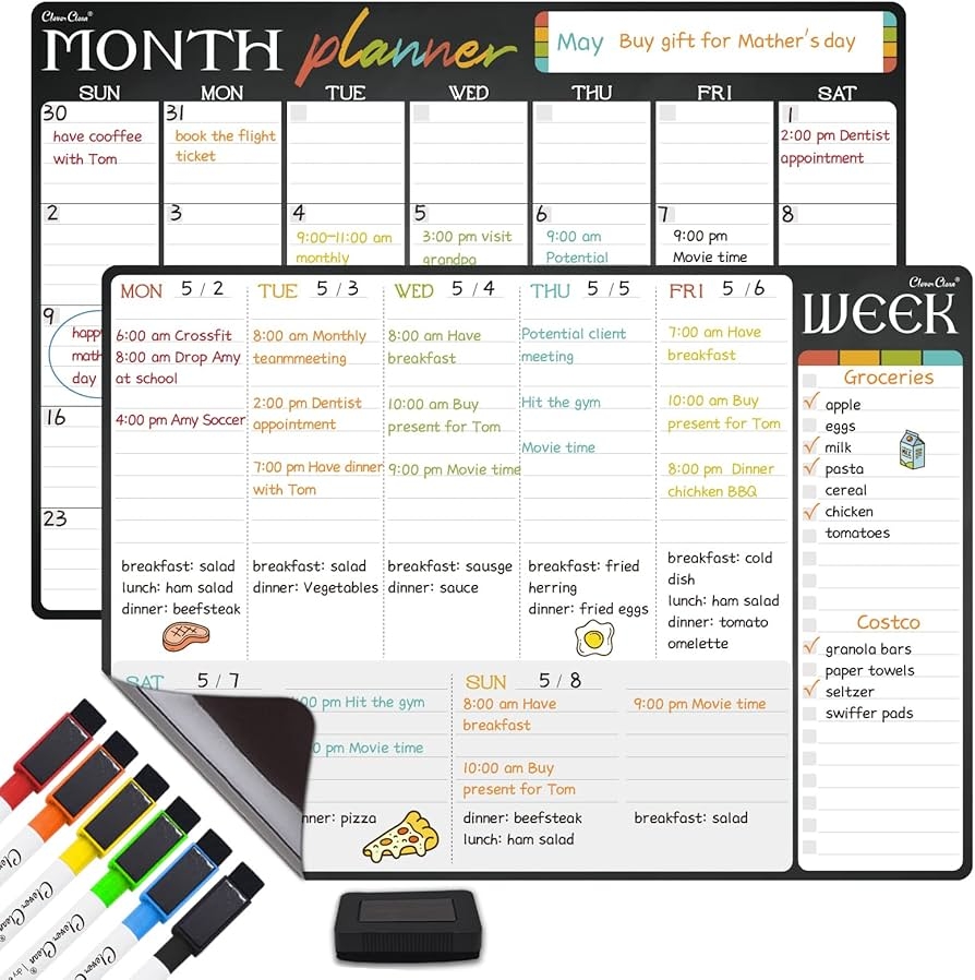 Magnetic Dry Erase Monthly amp Weekly Calendar 17 X 12 Monthly 