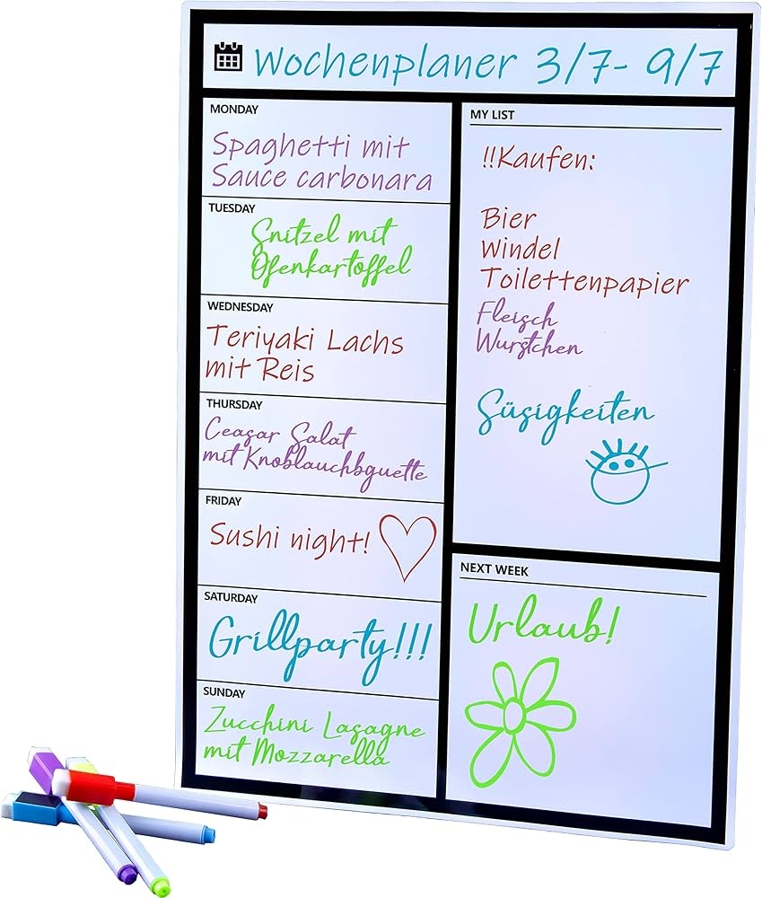 Magnetic Weekly Planner Magnetic Board For The Fridge Daily Planner White Board Writeable Weekly Calendar Pin Board Magnetic Wall For Hanging 
