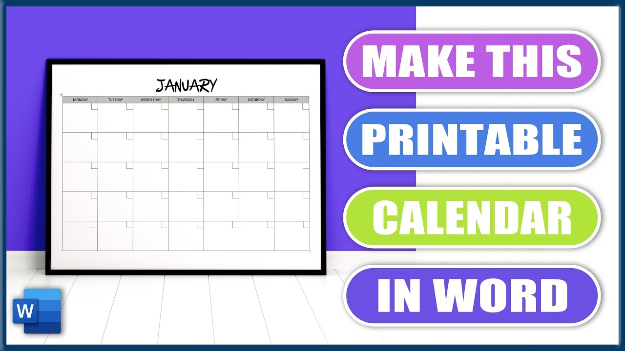 Make This PRINTABLE CALENDAR In WORD Microsoft Word Tutorials