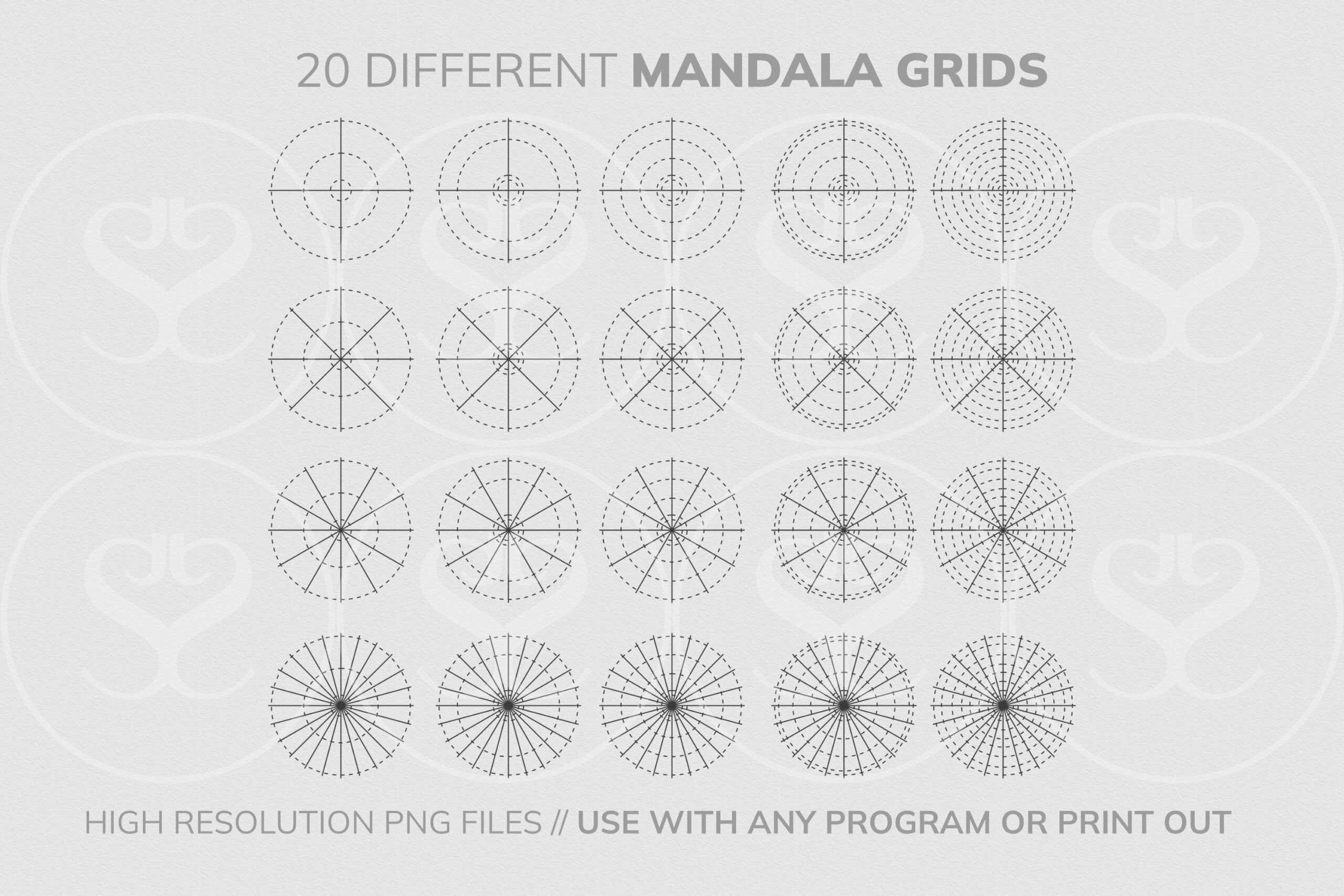 Mandala Grid Template Set Pre made DIGITAL amp PRINT Use
