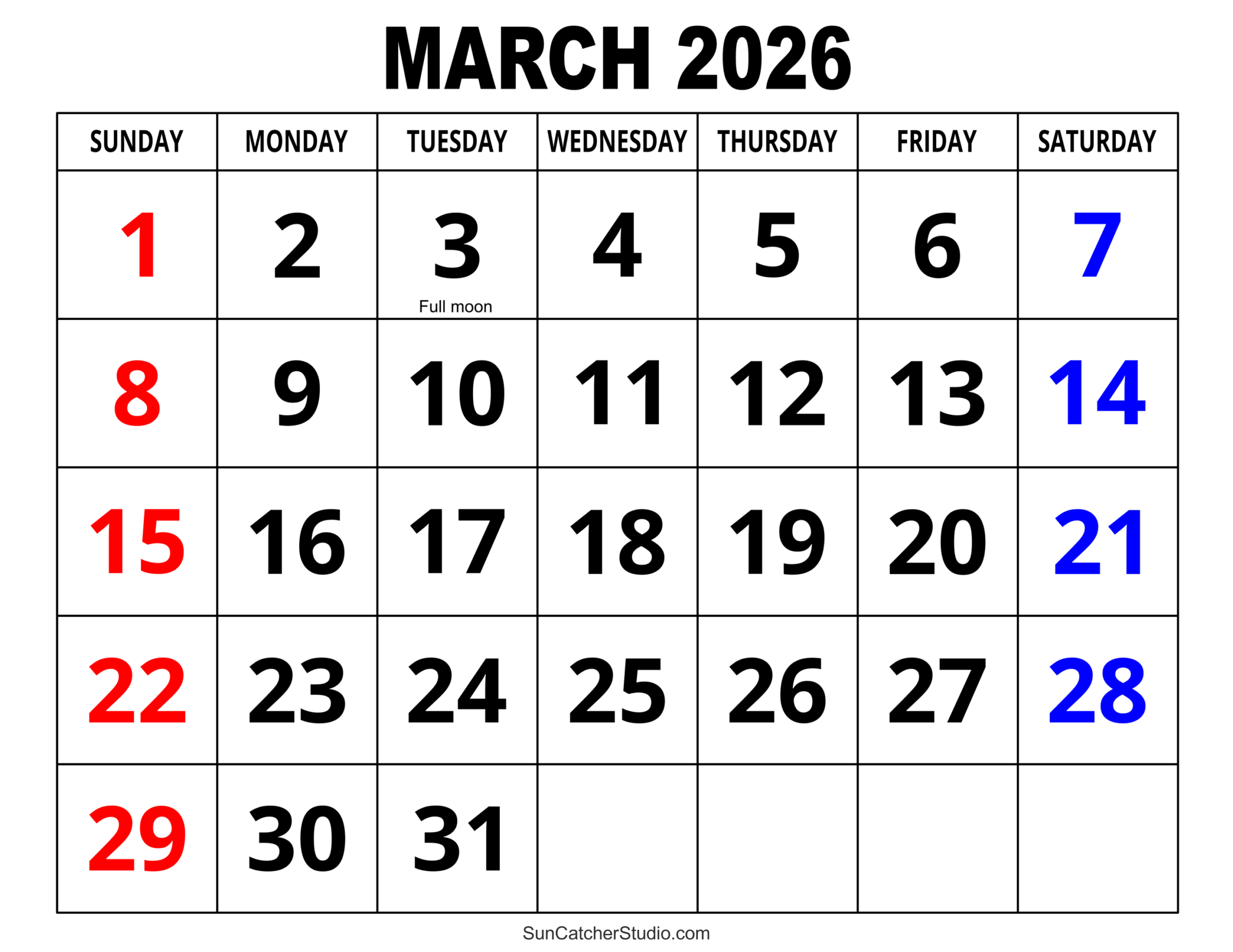 March 2026 Calendar Free Printable Free Printables Lettering 