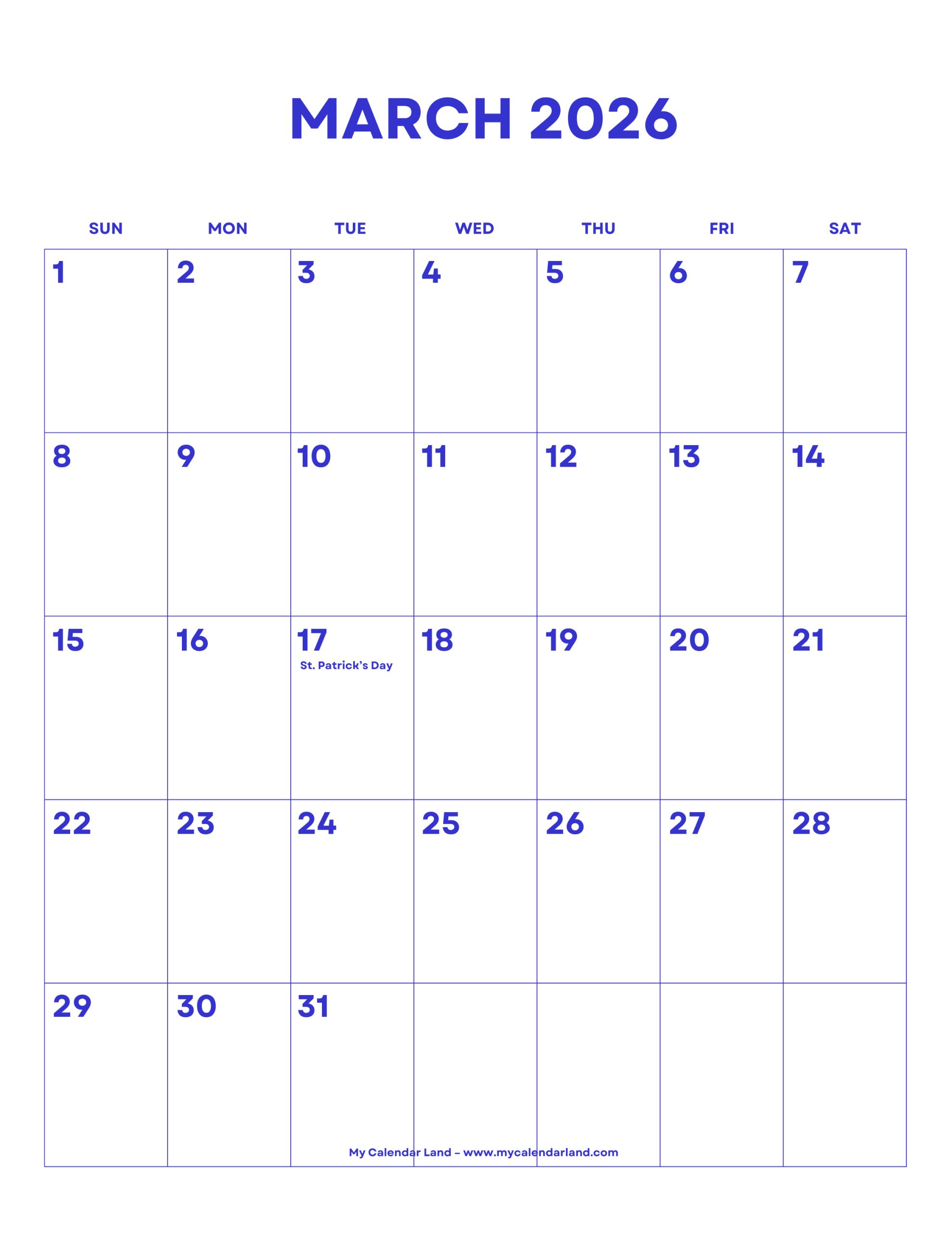 General Blue Calendar 2026 Calendar Template