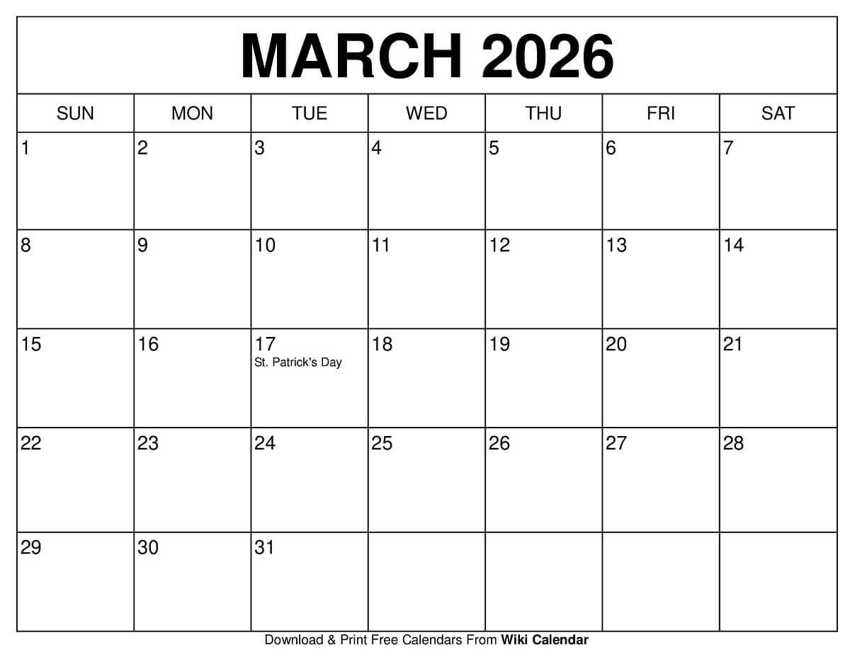 March 2026 Calendar Printable Templates amp More