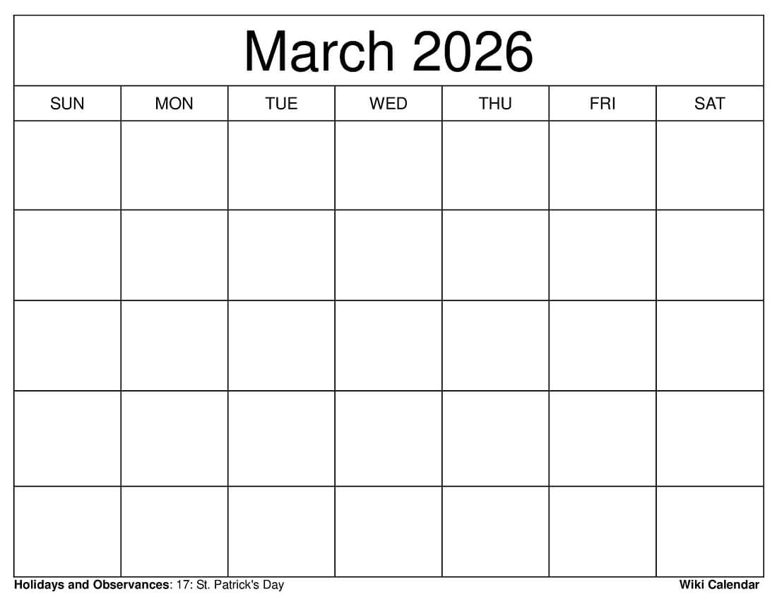 March 2026 Calendar Printable Templates amp More
