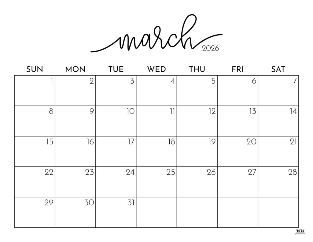 Printable Calendar For March 2026