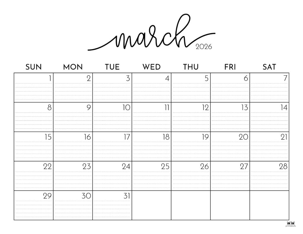Printable March 2026 Calendar With Holidays