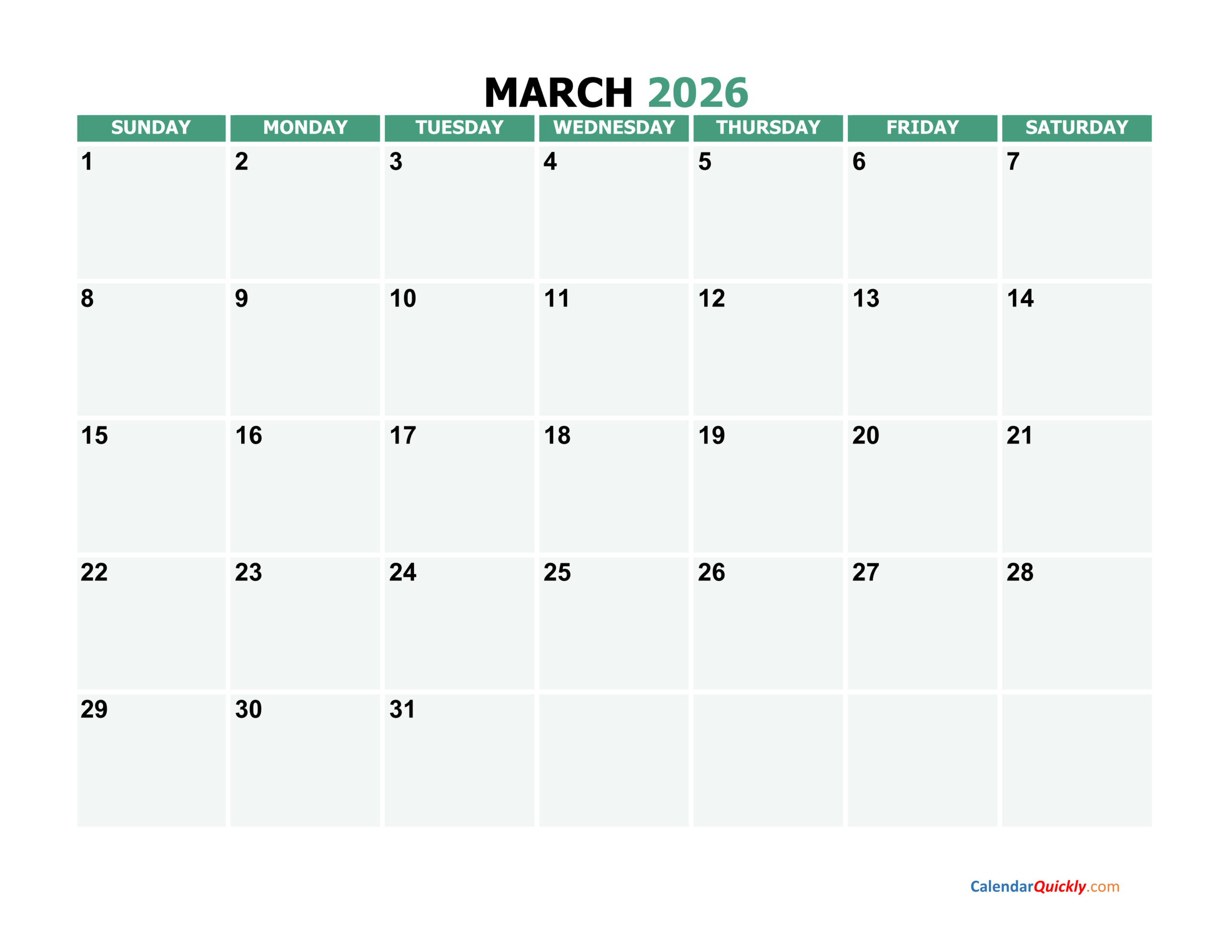 March 2026 Calendar