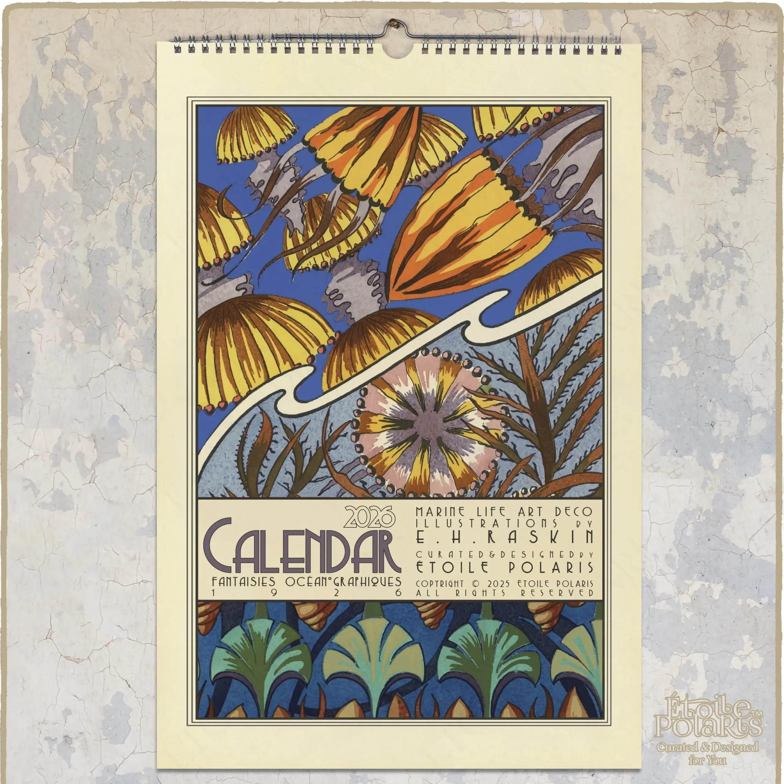 Marine Life Calendar 2026 II Art Deco Illustrations By E H 